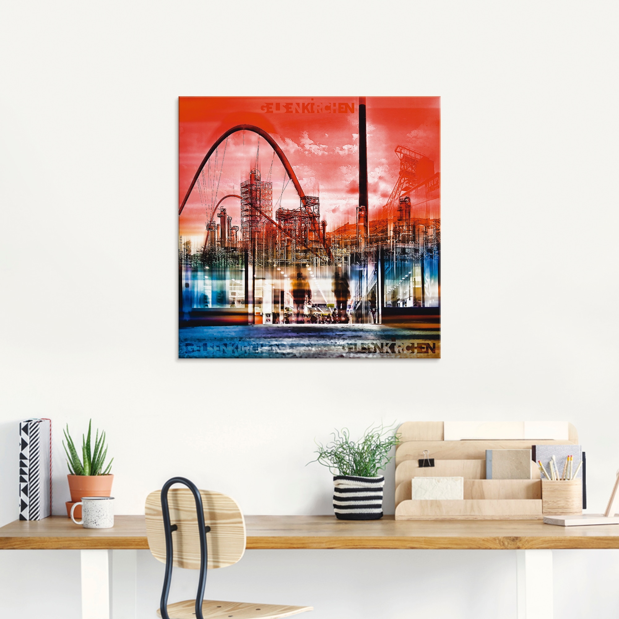 Artland Glasbild »Gelsenkirchen Skyline Collage 01«, Deutschland, (1 St.), in verschiedenen Größen