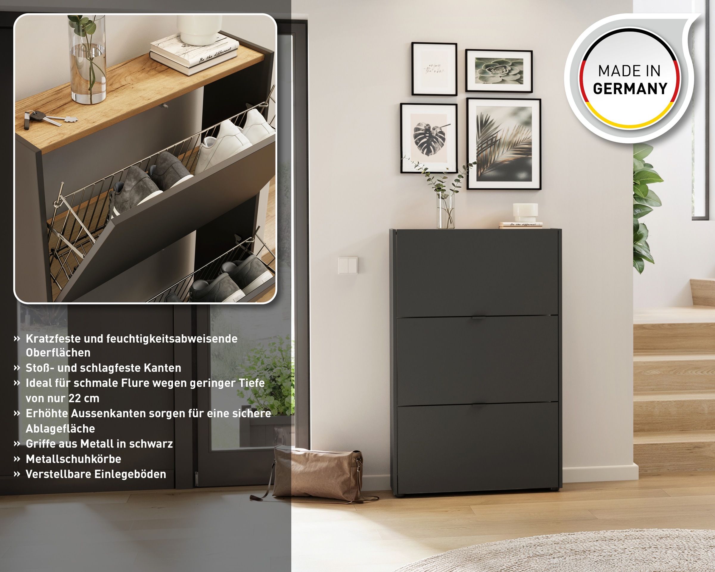 GERMANIA Schuhschrank »GW-Ameca«, (1 St.), mit Platz für bis zu 9 Paar Schuhen