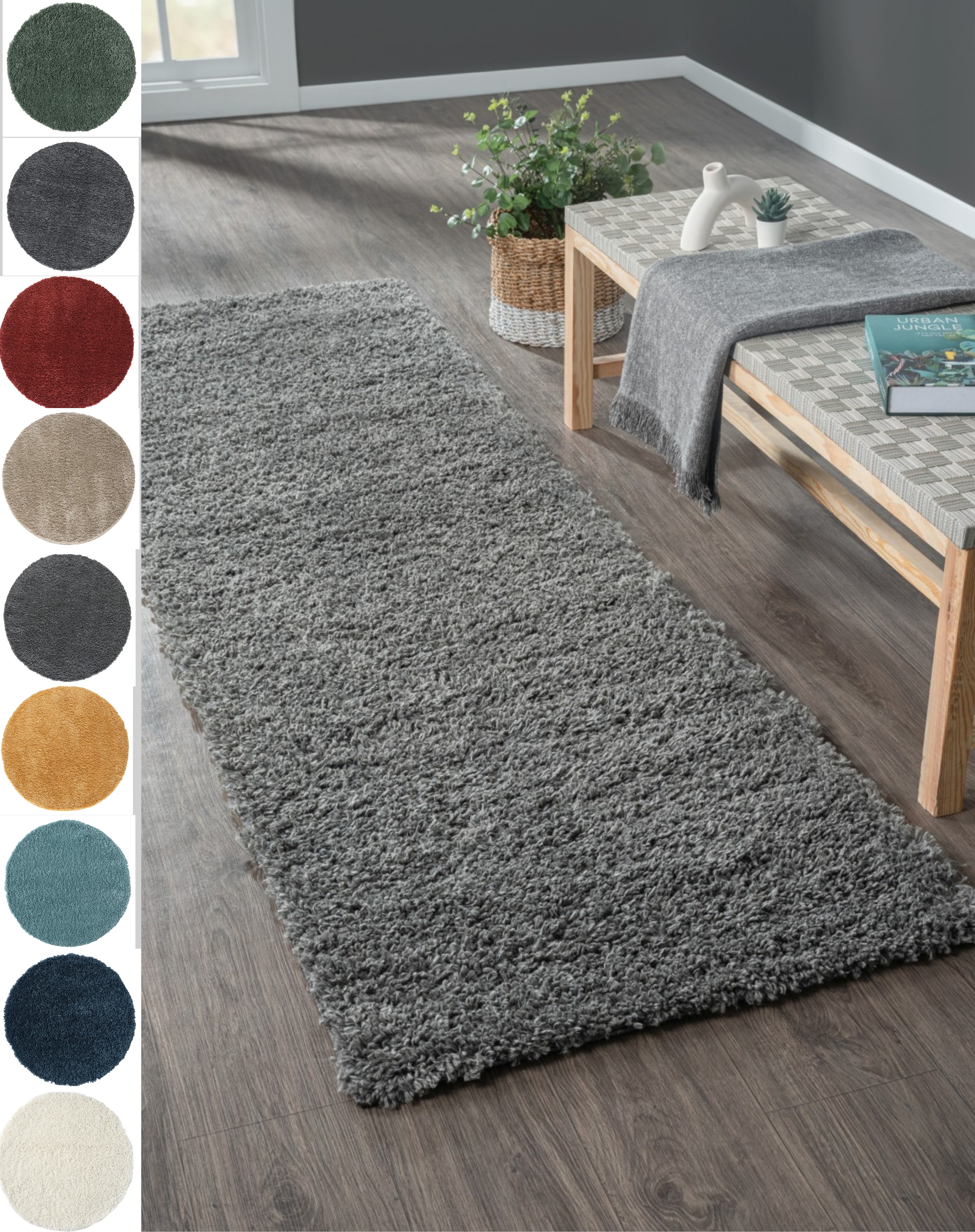 Myflair Möbel & Accessoires Hochflor-Läufer "My Shaggy" rechteckig 37 mm Höhe Shaggy, Uni Farben, leicht glänzend, Microfaser, extra flauschig