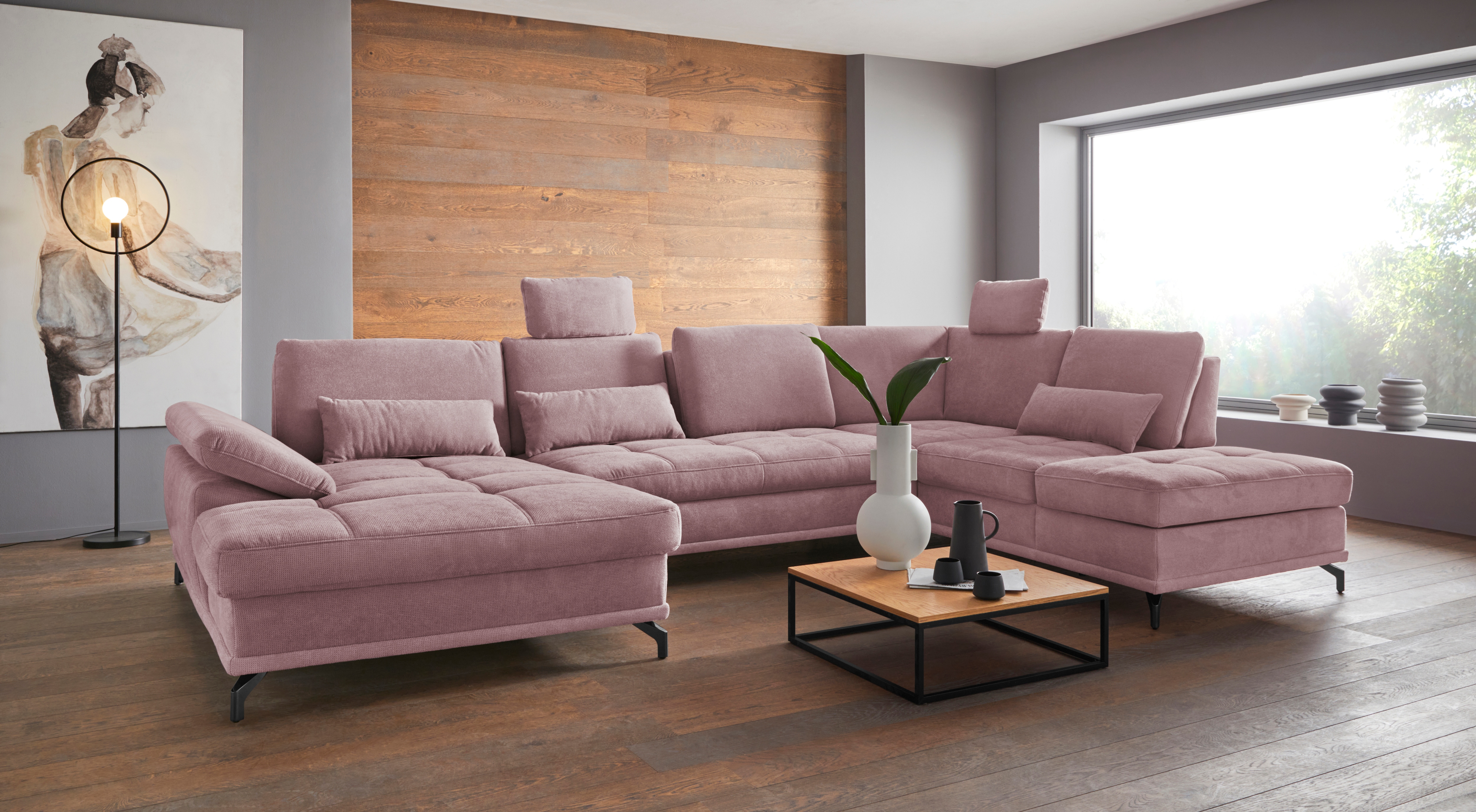 OTTO home Wohnlandschaft "Costello U-Form, B: 363 cm mit Sitztiefen- & Armteilverstellung" optional Schlaffunktion & Bettkasten