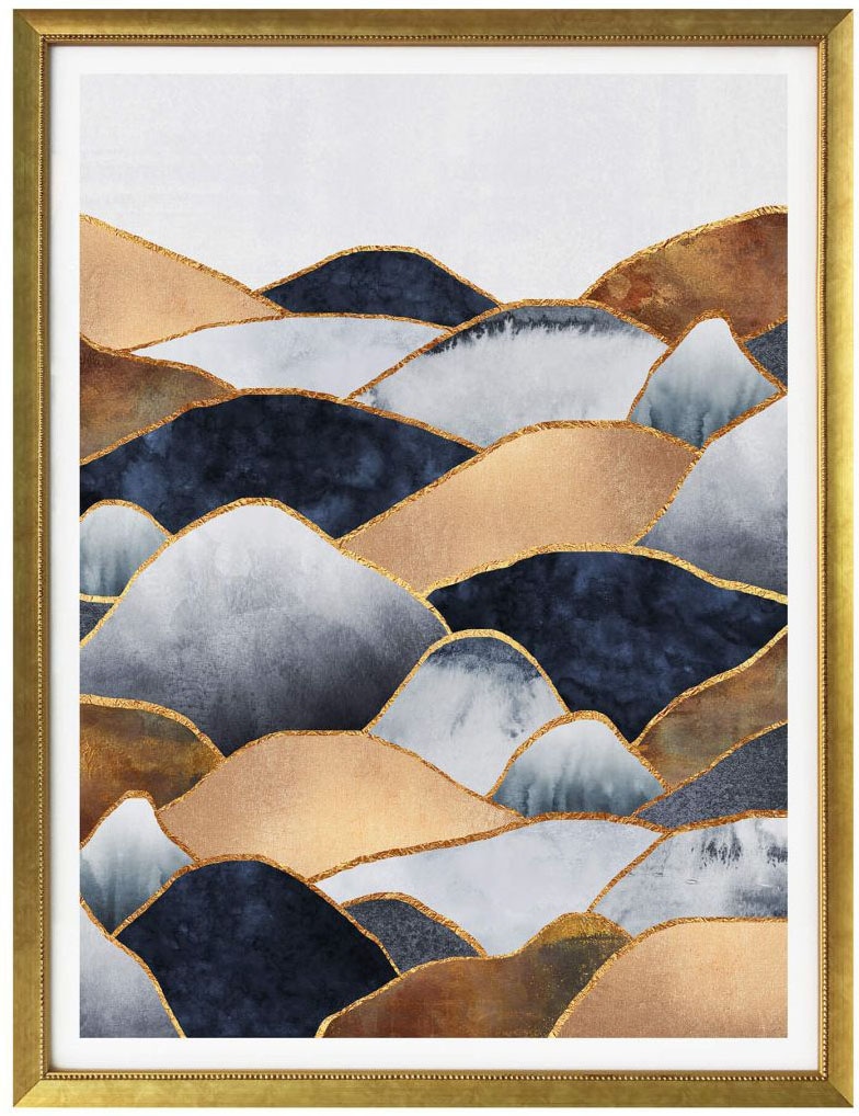 (1 Berge, Hügel«, Bild, »Gold Wall-Art bestellen Poster Wandposter Goldene Effekt BAUR Poster, | Berge Wandbild, St.),
