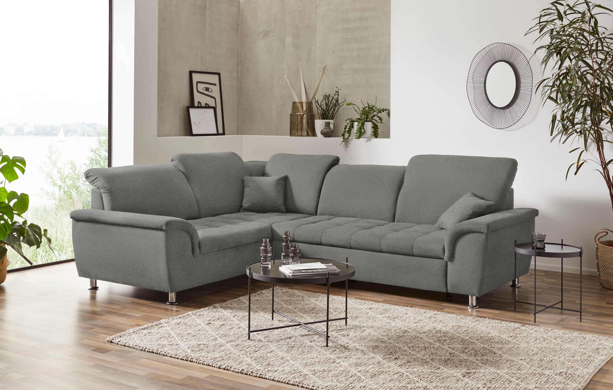 DOMO collection Ecksofa "Franzi, zeitlos und elegant, moderne Sitzheftung, günstig online kaufen