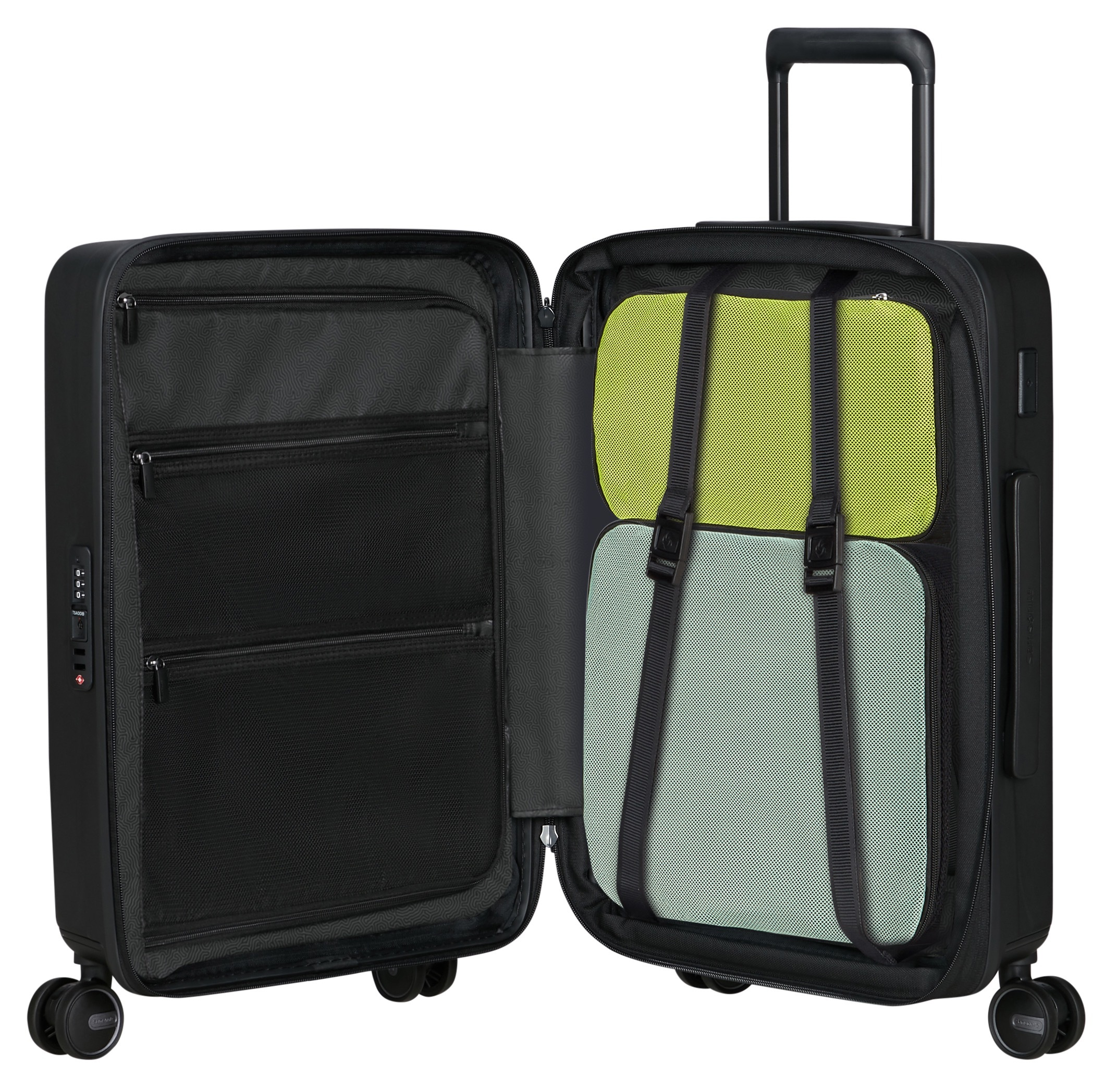 Samsonite Hartschalen-Trolley »RESTACKD, verschiedene Größen und Farben«, (mit Packtaschen), 4 Rollen, Reisekoffer mit TSA Schloss Volumenerweiterung Packtaschen