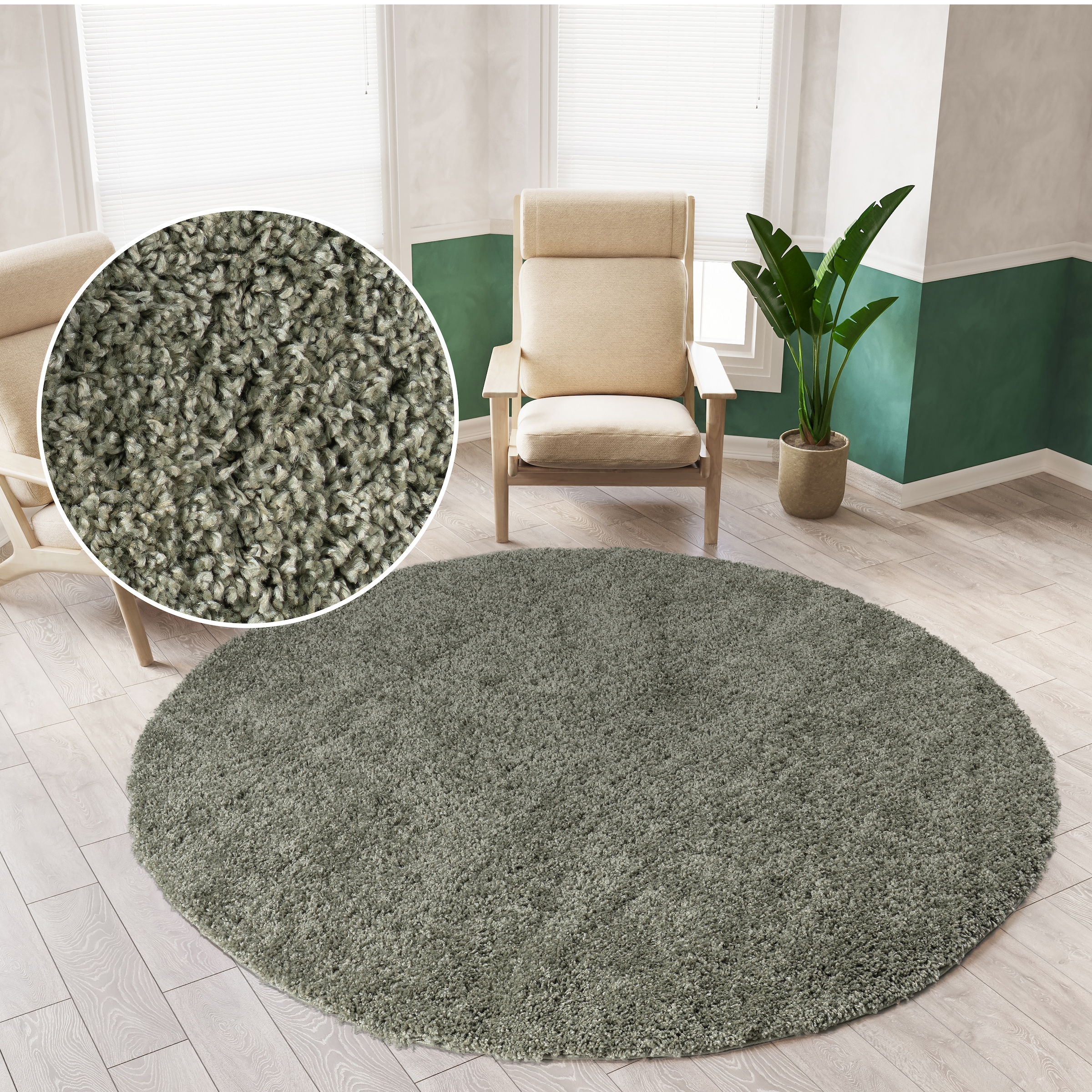 my home Teppich "Viva Teppich rund" rund 45 mm Höhe Uni-Farben, einfarbig, günstig online kaufen
