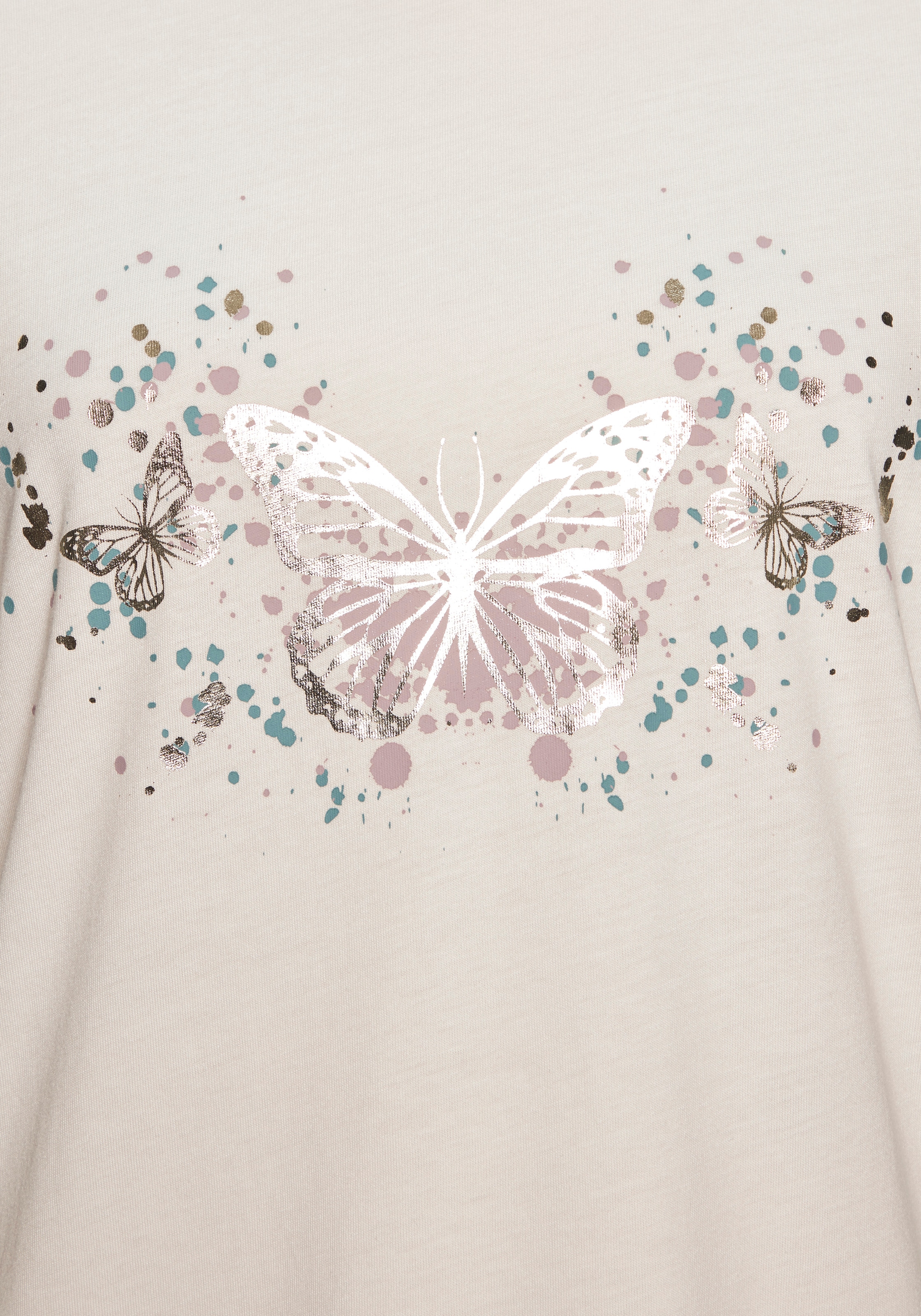 Vivance T-Shirt »mit glänzendem Frontprint« aus angenehmer Baumwoll-Modal-Qualität