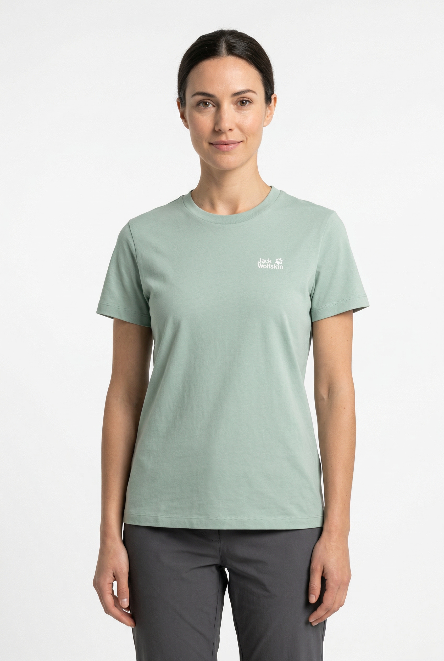 Jack Wolfskin T-Shirt "ESSENTIAL T W" Kurzarm, mit Rundhalsausschnitt, aus Baumwoll-Jersey