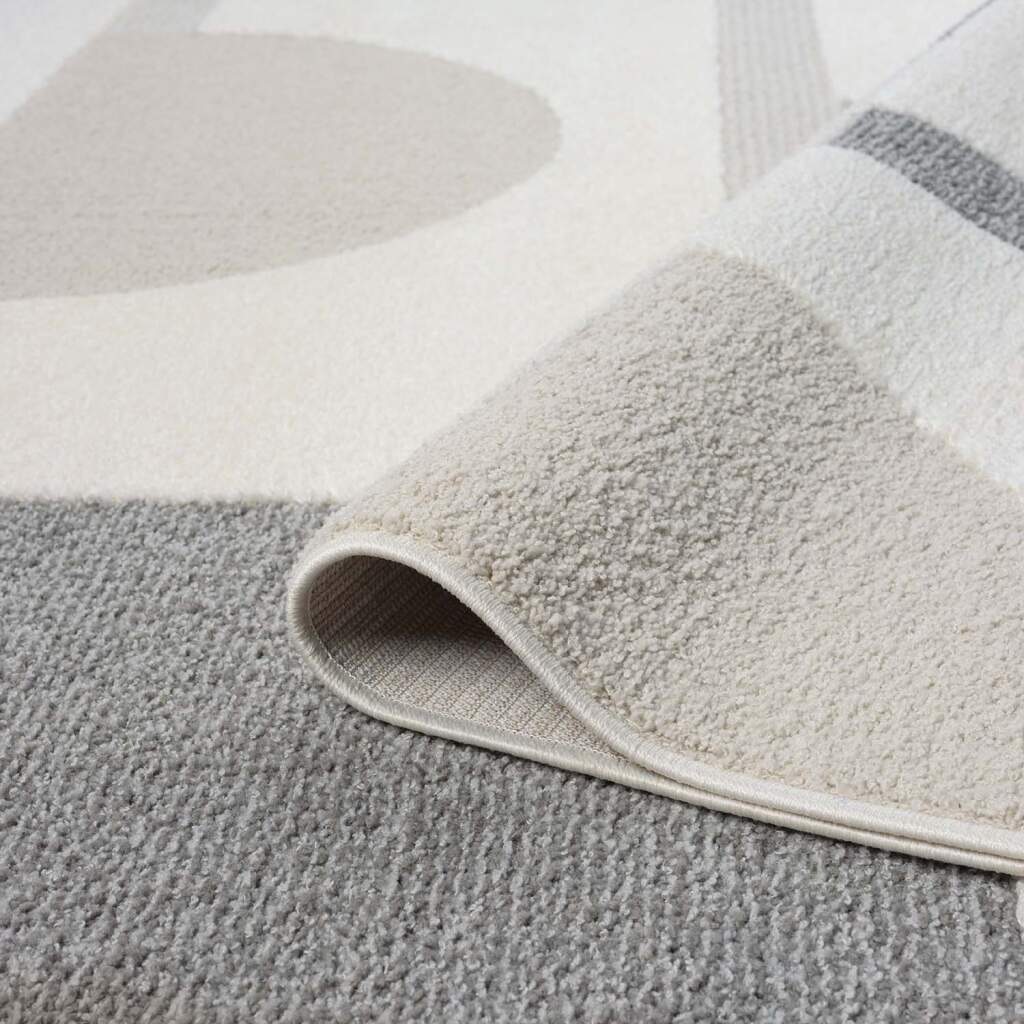 Teppich CARPET CITY "LOUNGE 9992", grau, H:15mm Ø:120cm, Obermaterial: 100% Polyester, Teppiche, Teppich, Kurzflor-Teppich Modern, Hoch-Tief-Struktur, Wohnzimmer, Schlafzimmer 3
