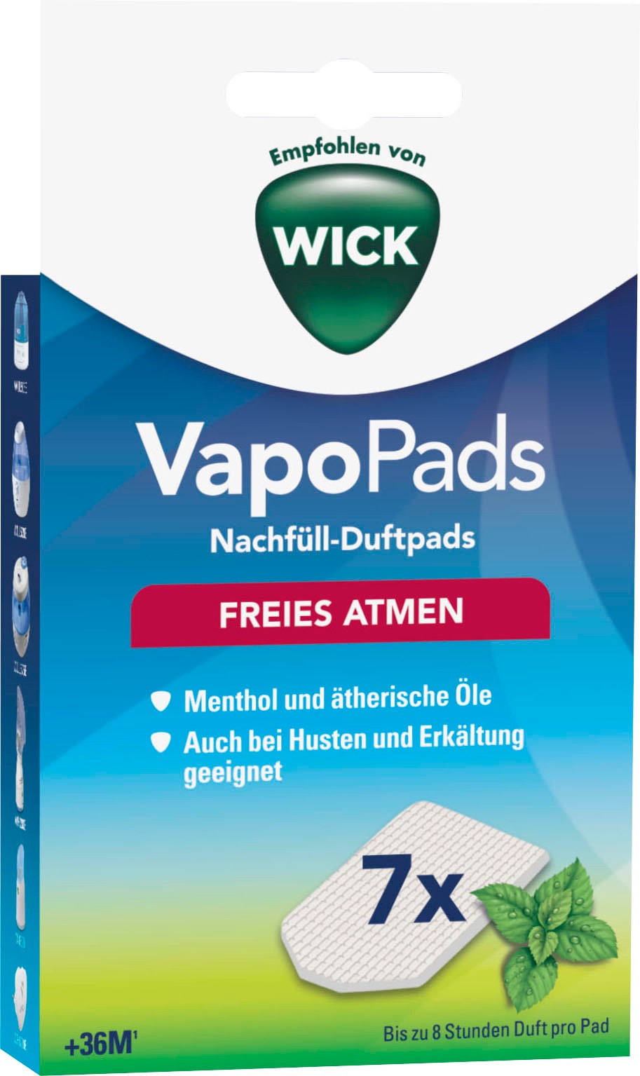 WICK Inhalations-Zusatz "VapoPads Menthol - VH7", weiß, Hautpflegemittel, Passen zu unseren Luftbefeuchtern, Inhalatoren & Diffusoren, 7er-Pack
