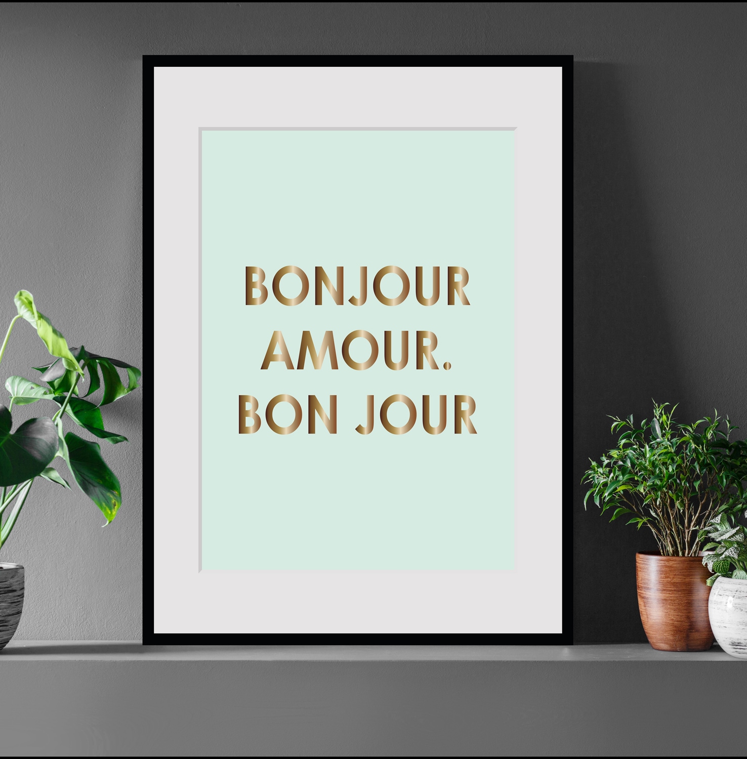 queence Bild "BONJOUR", Sprüche & Texte, Spruch, gerahmt günstig online kaufen