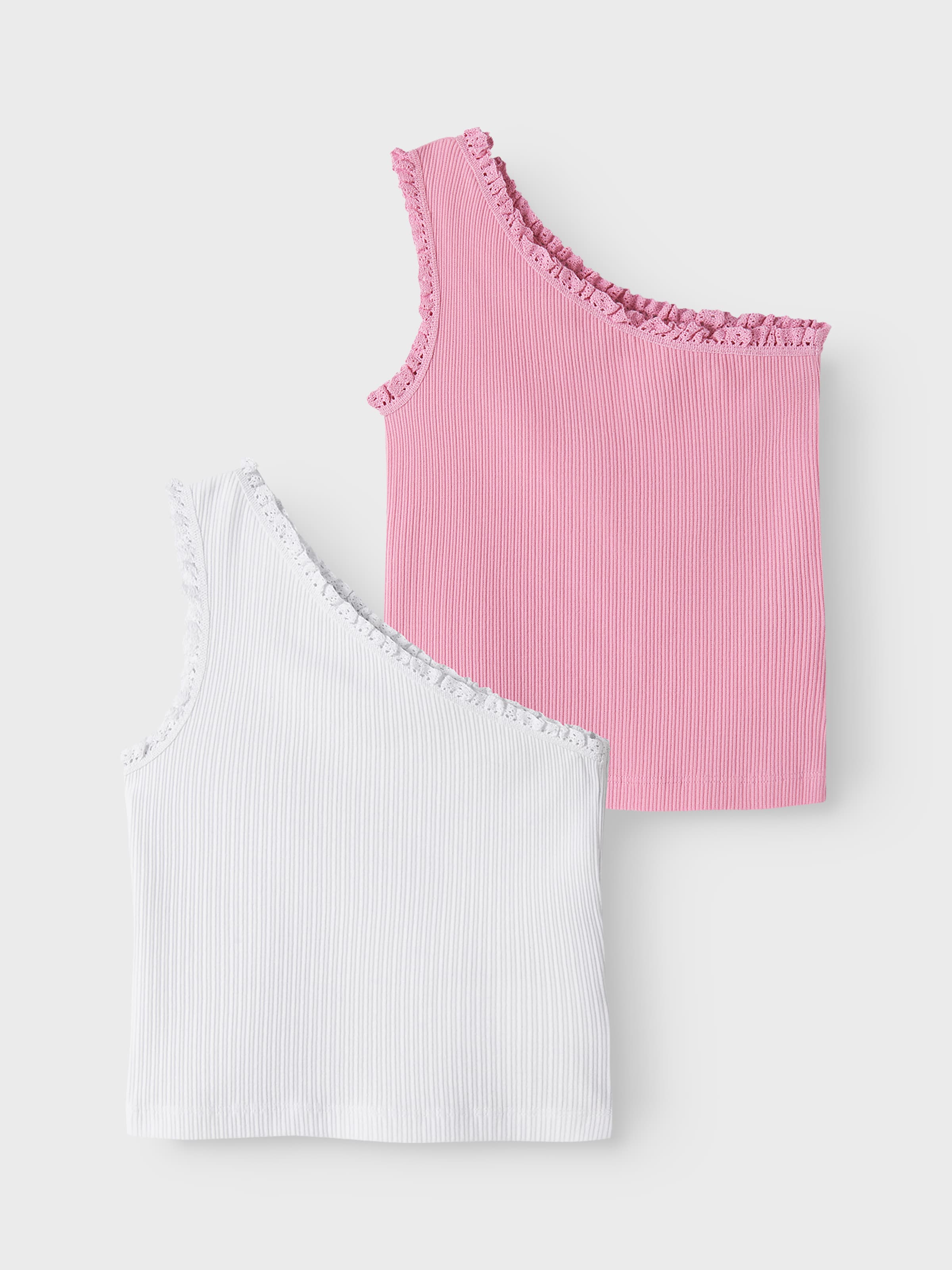 Name It One-Shoulder-Top »NKFJABINA ONESHOULDER SHORT TOP 2P« Packung, 2 Baumwollmischung, slim fit
