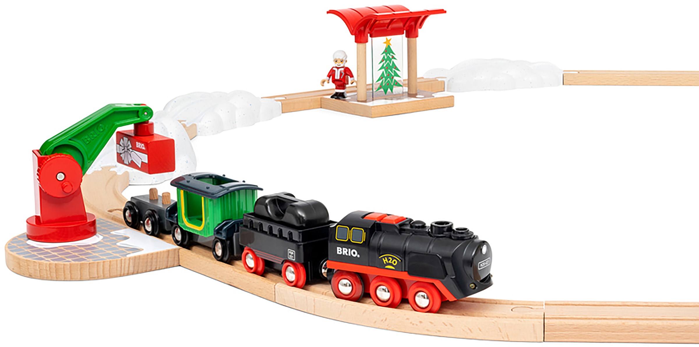 BRIO® Spielzeug-Eisenbahn »BRIO® WORLD, Batterie-Dampflok Weihnachts-Set«, (Set), FSC®- schützt Wald - weltweit