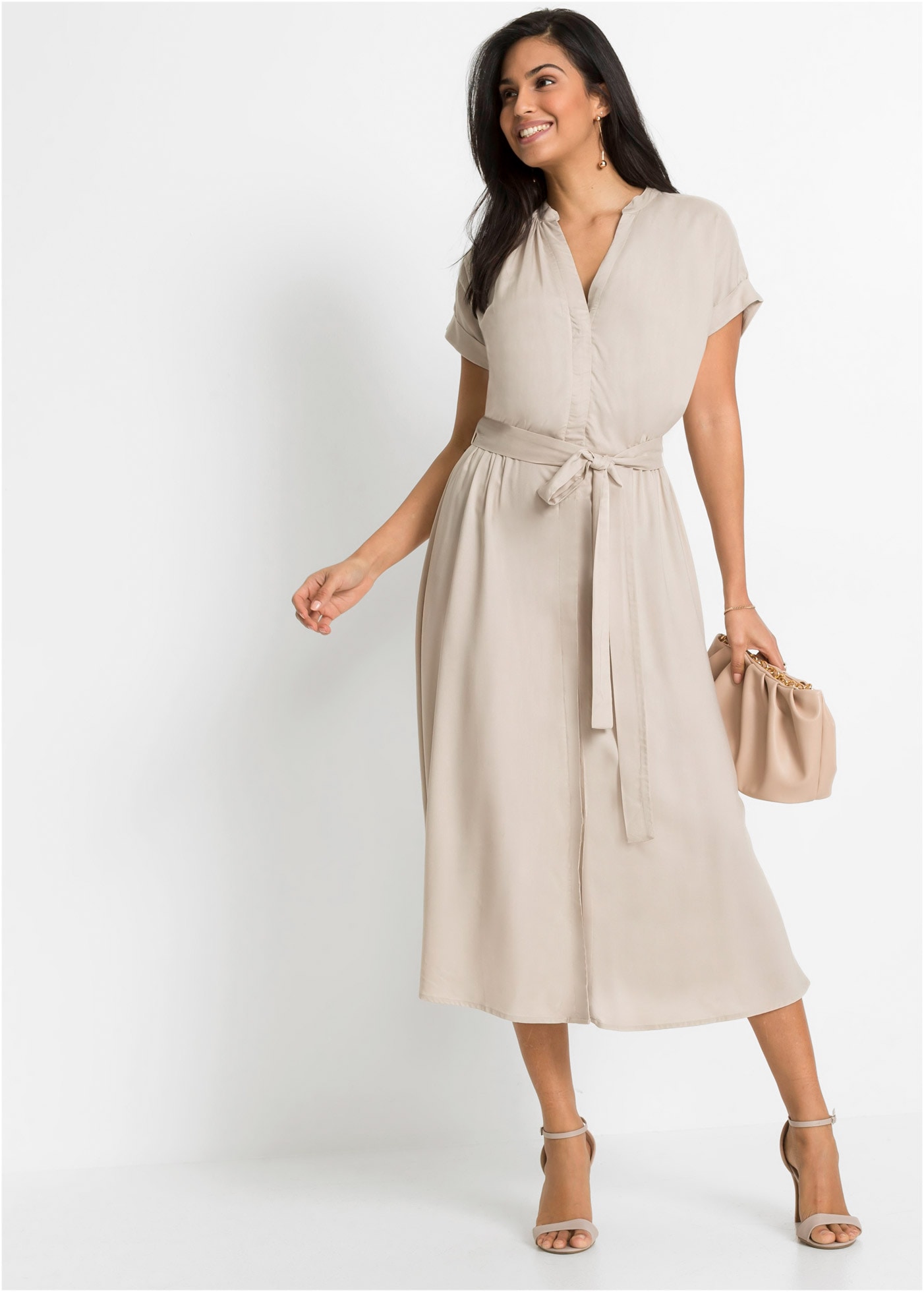 bonprix Hemdblusenkleid für stilvollen Auftritt, aus Viskose, ausgestellte Passform