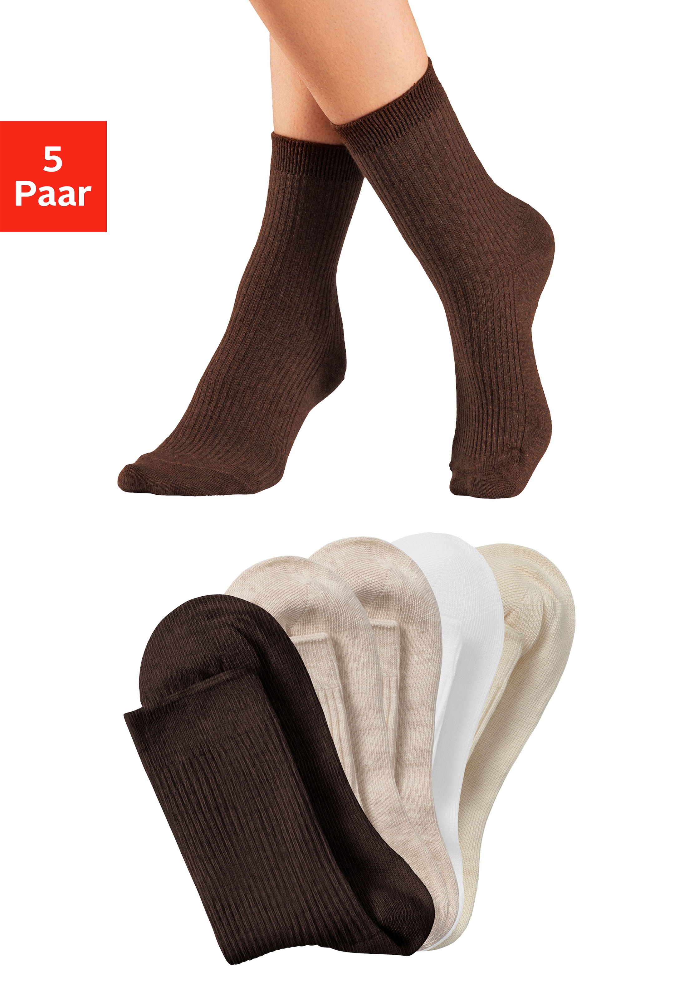 Lavana Basicsocken Packung, 5 Stk. tlg. mit feiner Rippe günstig online kaufen