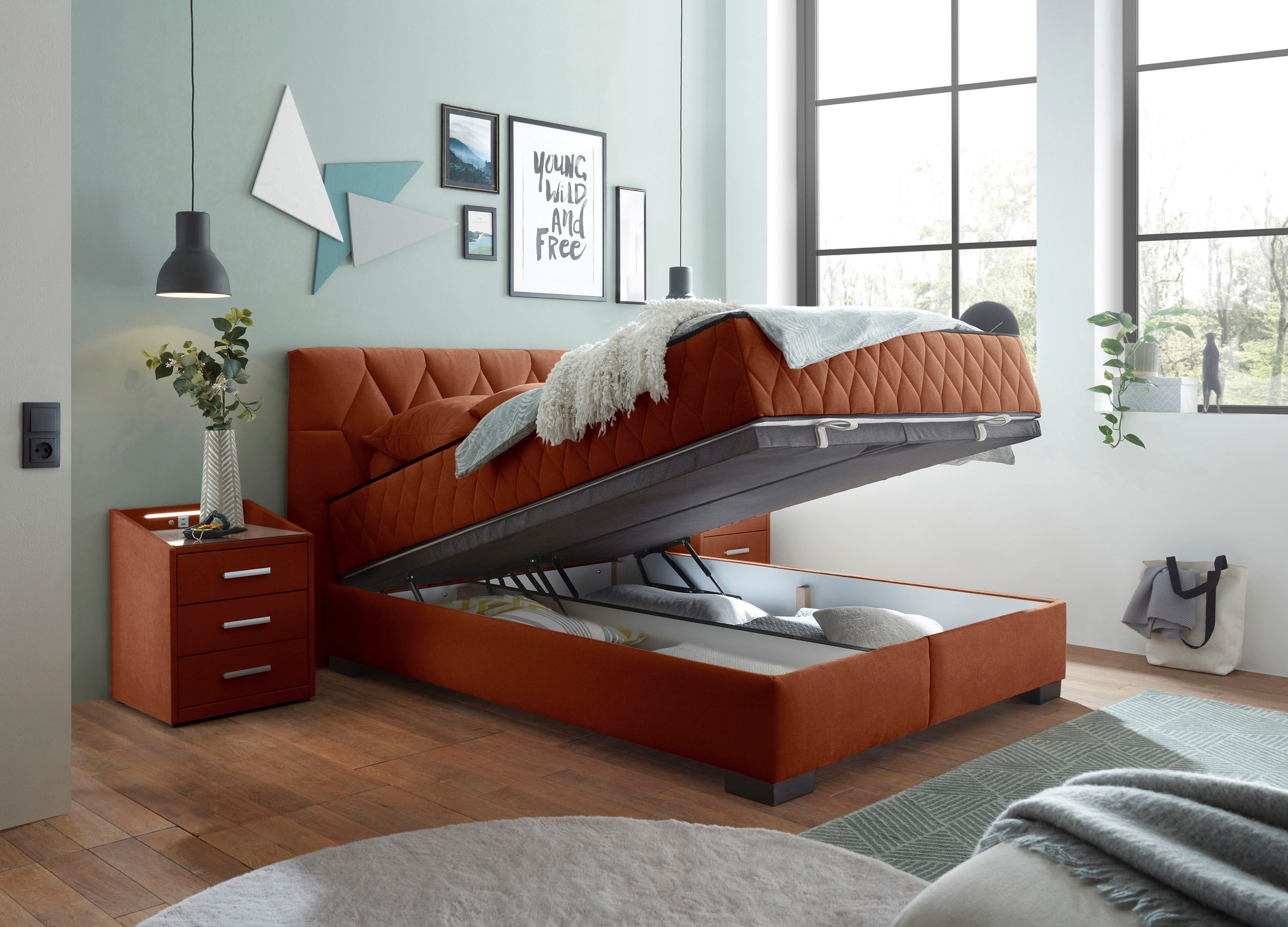 ED EXCITING DESIGN Boxbett »Nagol«, mit Bettkasten, mit Wendematratze, erhältlich in verschiedenen Breiten