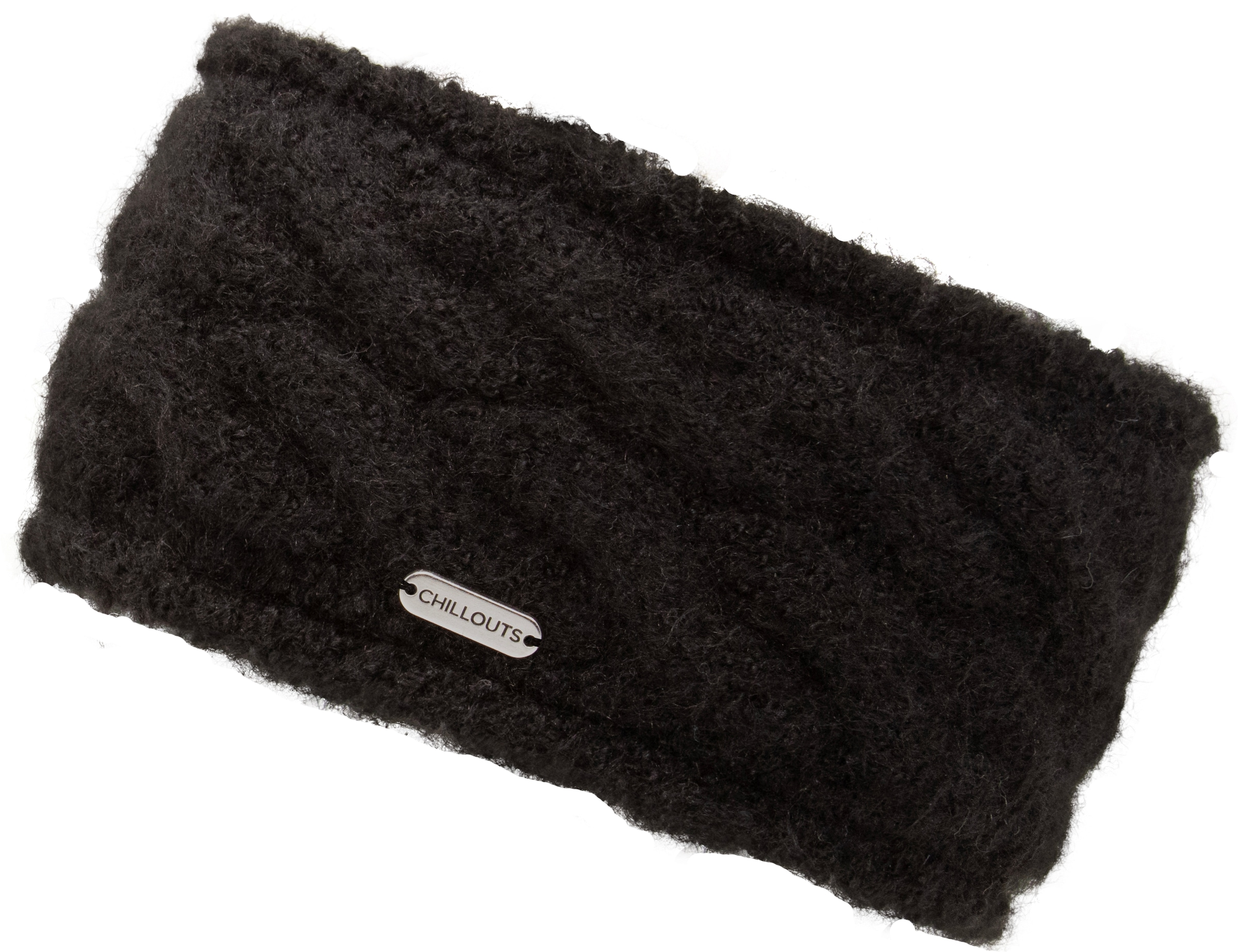 CHILLOUTS Damen Stirnband "Iris Headband", schwarz, unifarben, Feinstrick, Materialmix, Mützen, Breites, wärmendes Stirnband