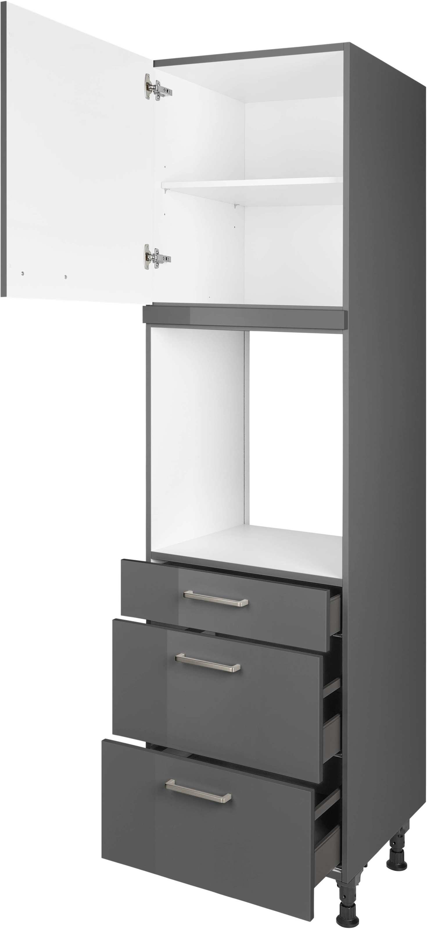 nobilia® Backofenumbauschrank »"Flash", Ausrichtung wählbar, mit Schublade und zwei Auszügen und«, einer Tür, vormontiert, Breite/Höhe: 60/216,6 cm