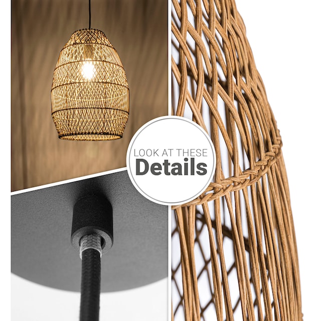 Paco Home Pendelleuchte »VIHMO«, Rattan Esstisch Pendellampe LED Boho  Rustikal Korblampen Küche E27 | BAUR