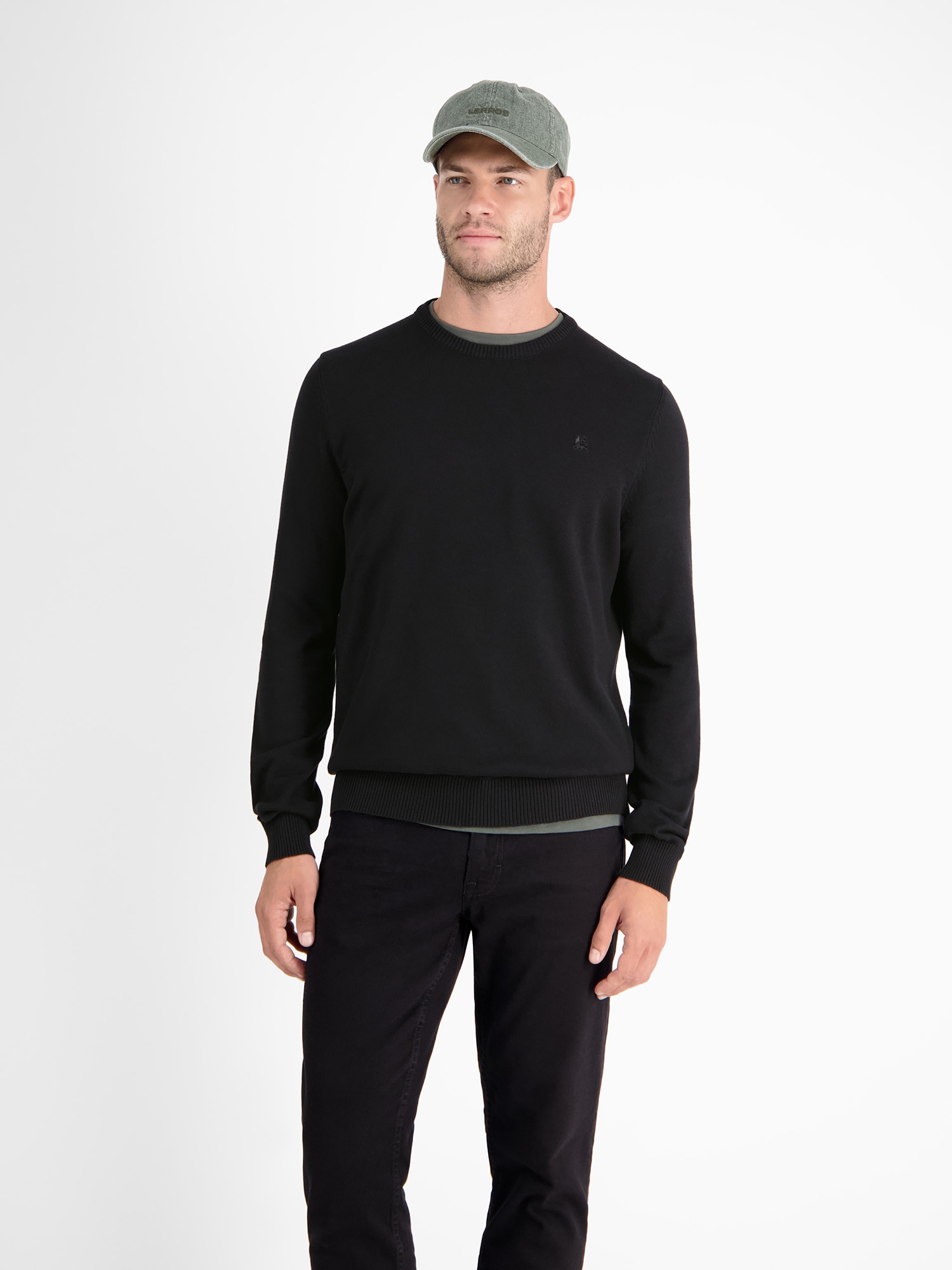 LERROS 1100000002199 "Herren Strickpullover aus Baumwolle mit Crewneck Ausschnitt" Weicher Strick-Pullover, Rundhalsausschnitt, lange Ärmel, pflegeleicht