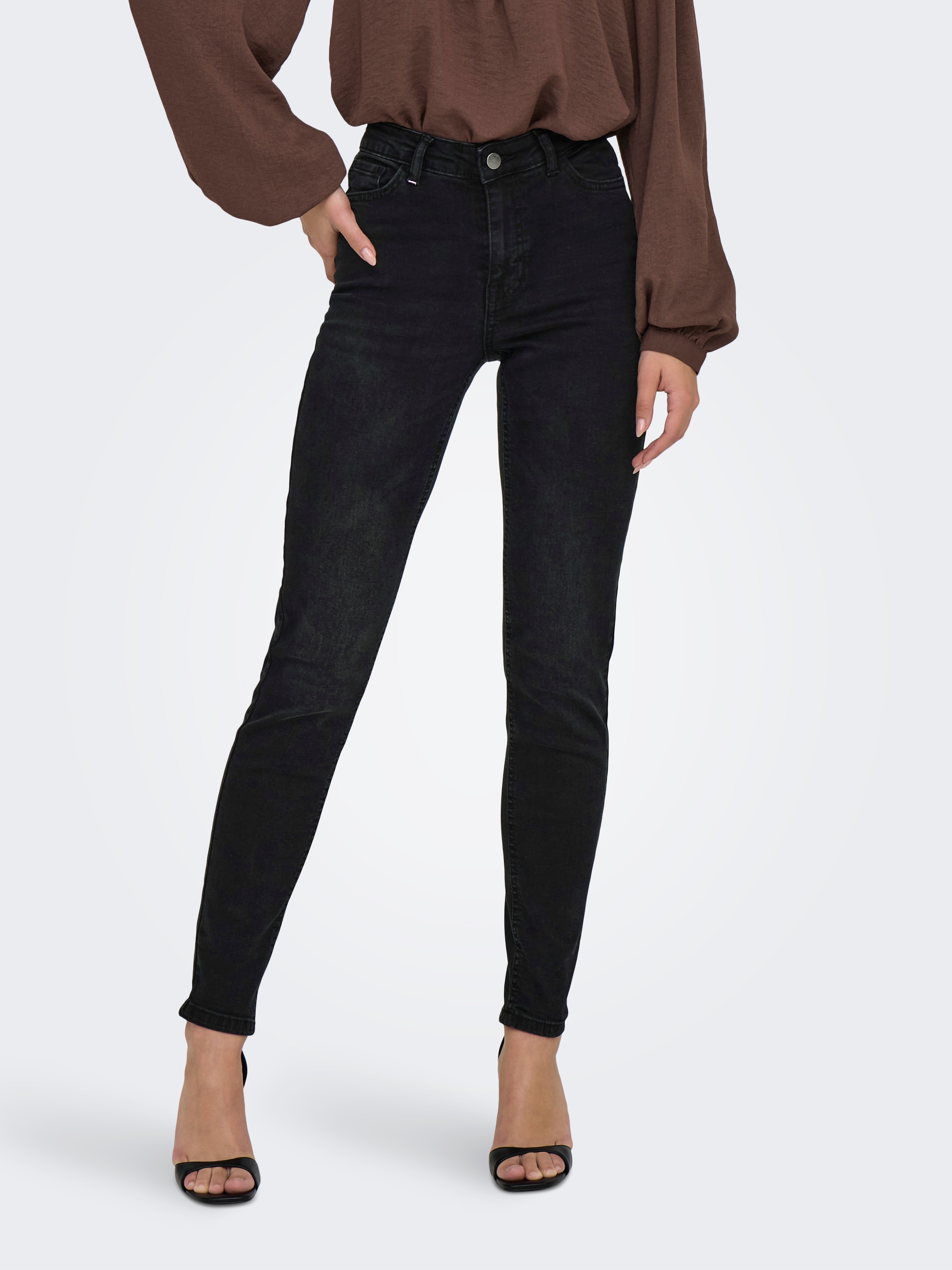 JDY Skinny-fit-Jeans "JDYFINA MW SKINNY ANKLE JNS BLK DNM NOOS" günstig online kaufen