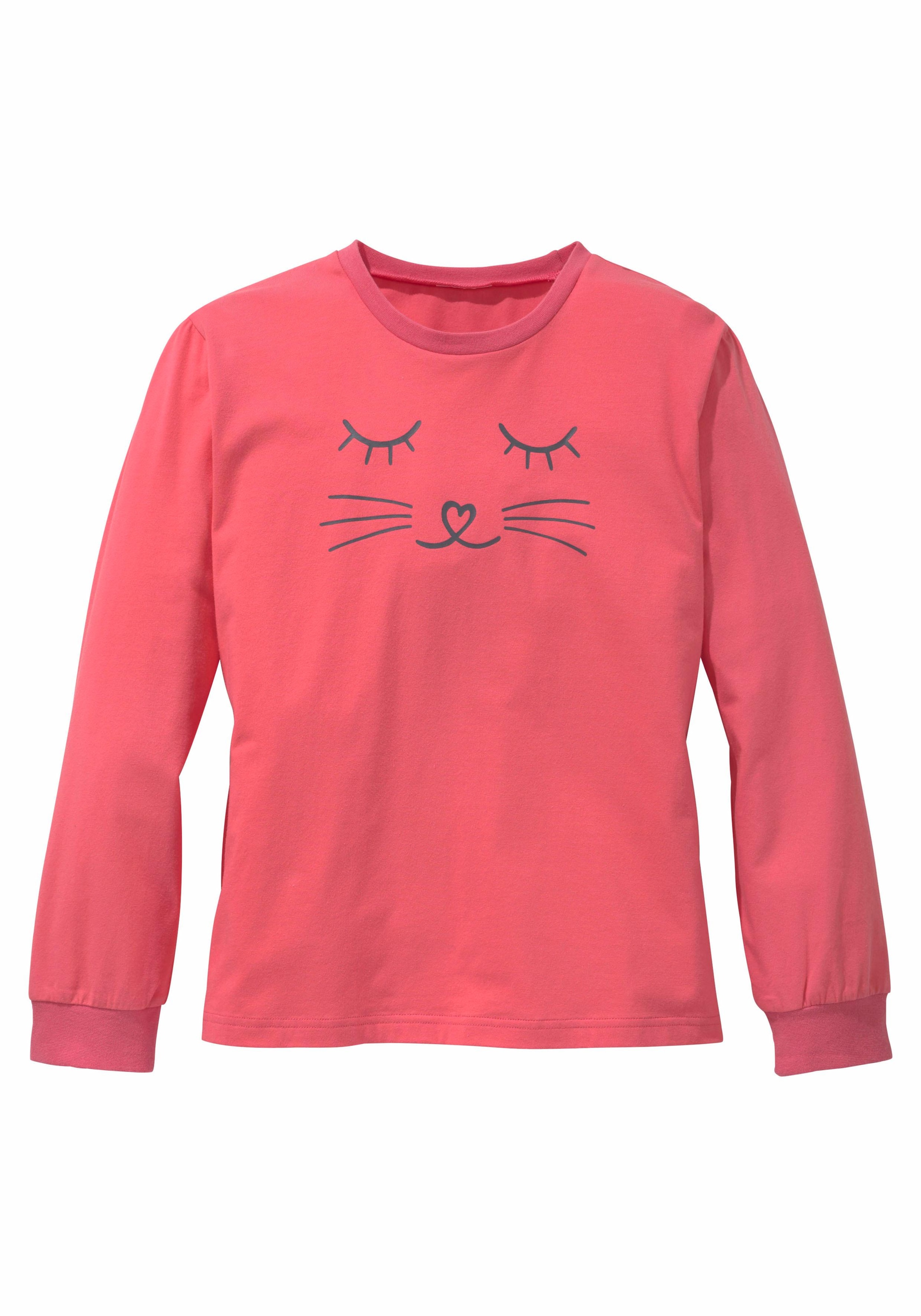 Vivance Pyjama, (2 tlg., 1 Stück), in langer Form mit Cat Print