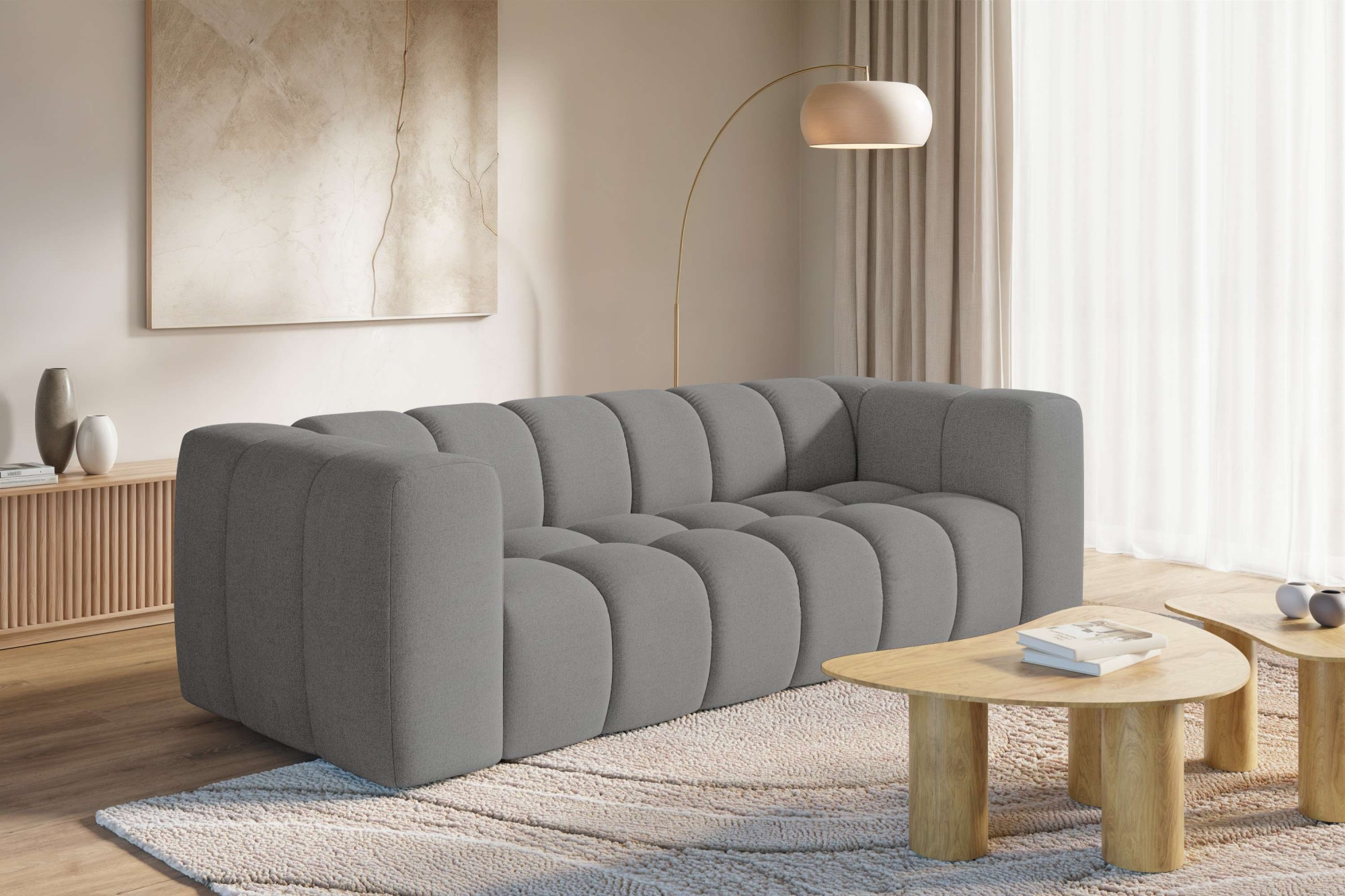 homsy by Ana Johnson Big-Sofa ""L" BOUBELLE Design-Sofa mit Steppung, Bubble-Optik, Breite 246 cm" 4-Sitzer mit Wellenunterfederung, L Sitztiefe 63 cm