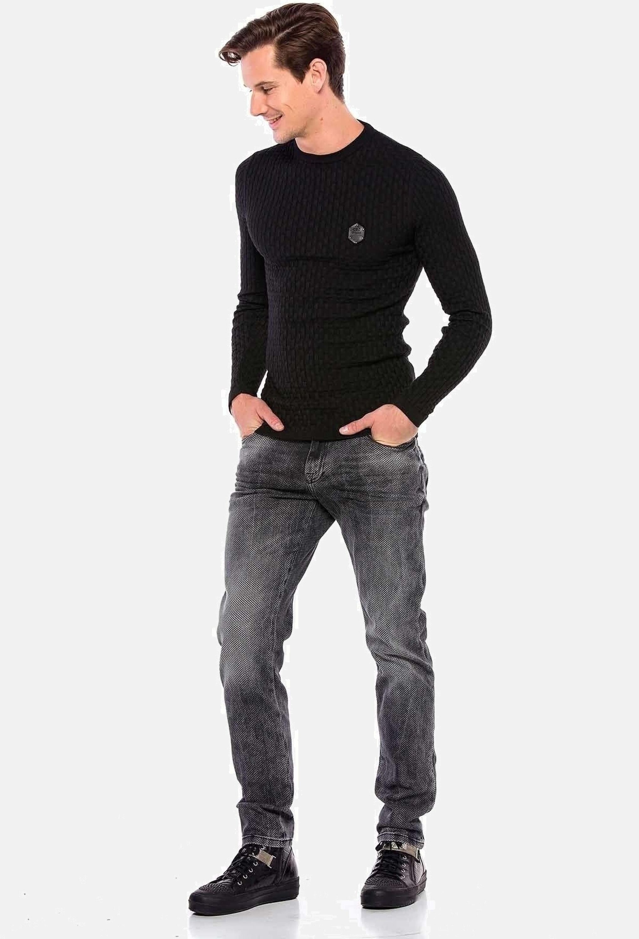 Cipo & Baxx Slim-fit-Jeans »Cipo & Baxx Jeans« mit Allover-Gitter-Musterung, CD543