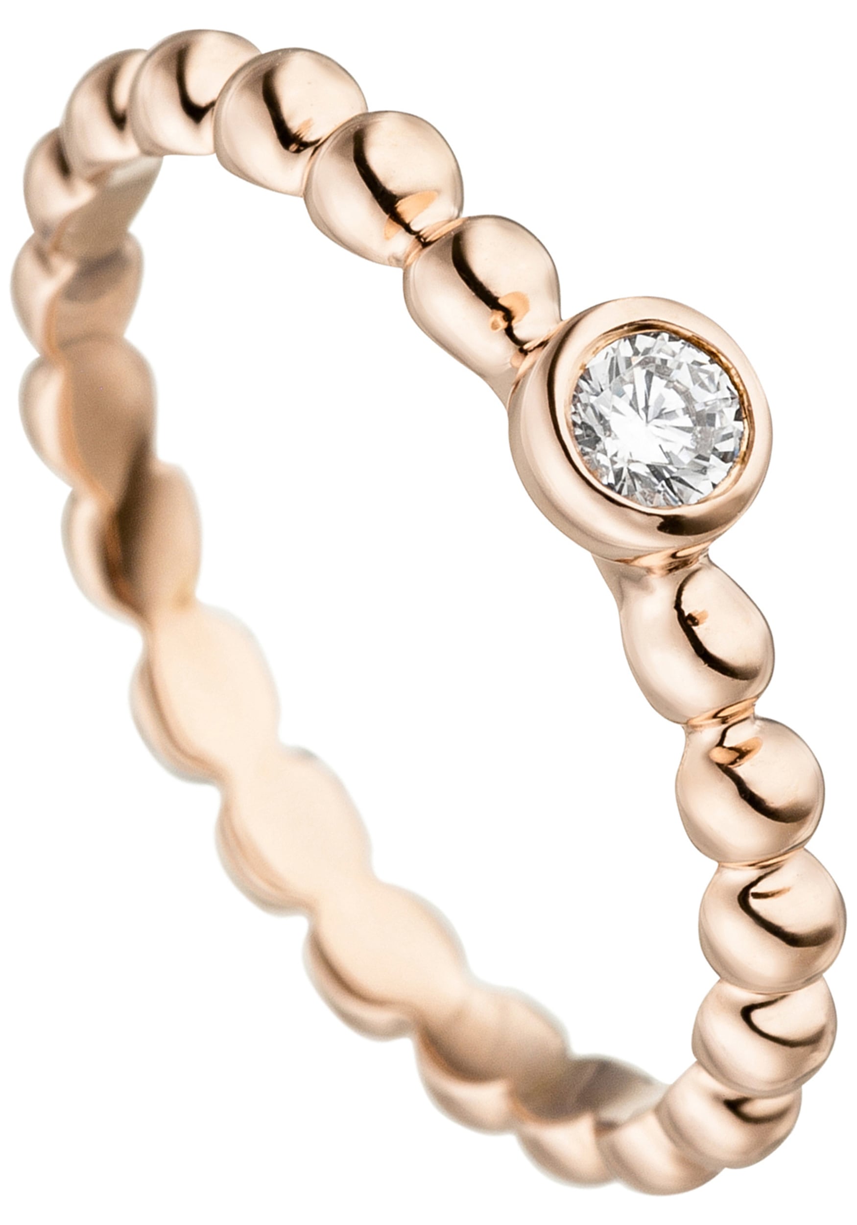 JOBO Fingerring »Kugel-Ring mit Zirkonia« 925 Silber roségold vergoldet