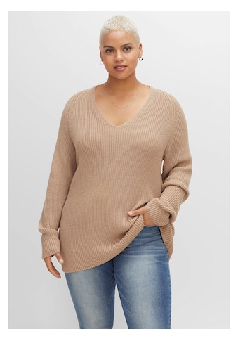 V-Ausschnitt-Pullover »Große Größen«, mit Kaschmir, in leichter A-Linie