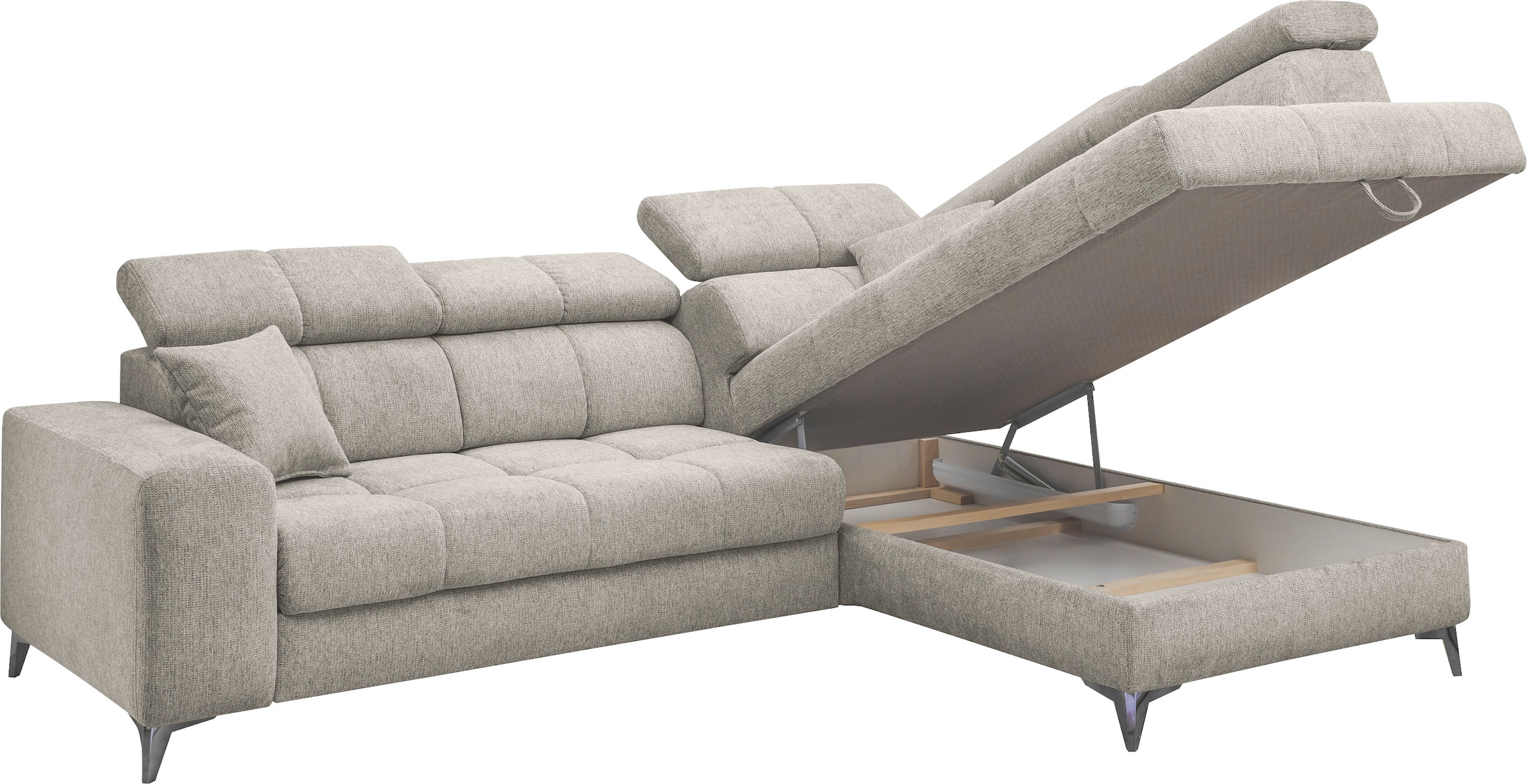 ED EXCITING DESIGN Ecksofa »Sydney L-Form«, (2 St.), frei im Raum stellbar, mit Bettkasten, inkl. Kopfteilverstellung