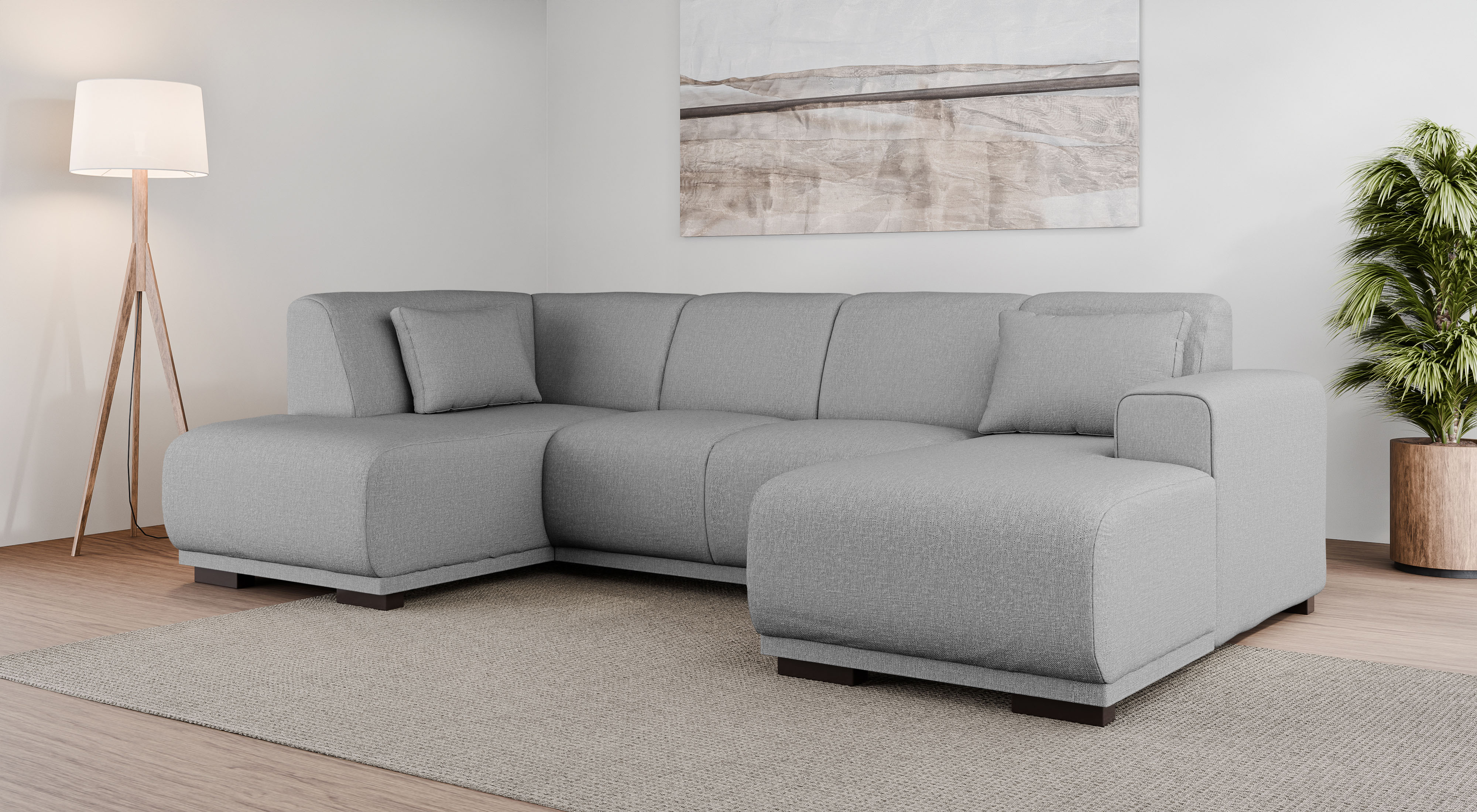 OTTO home Wohnlandschaft "BORNHOLM U-Form mit Recamiere rechts/links, B/T/H: 300/162/85 cm" U-Form mit Wellenunterfederung, Recamiere rechts oder links bestellbar