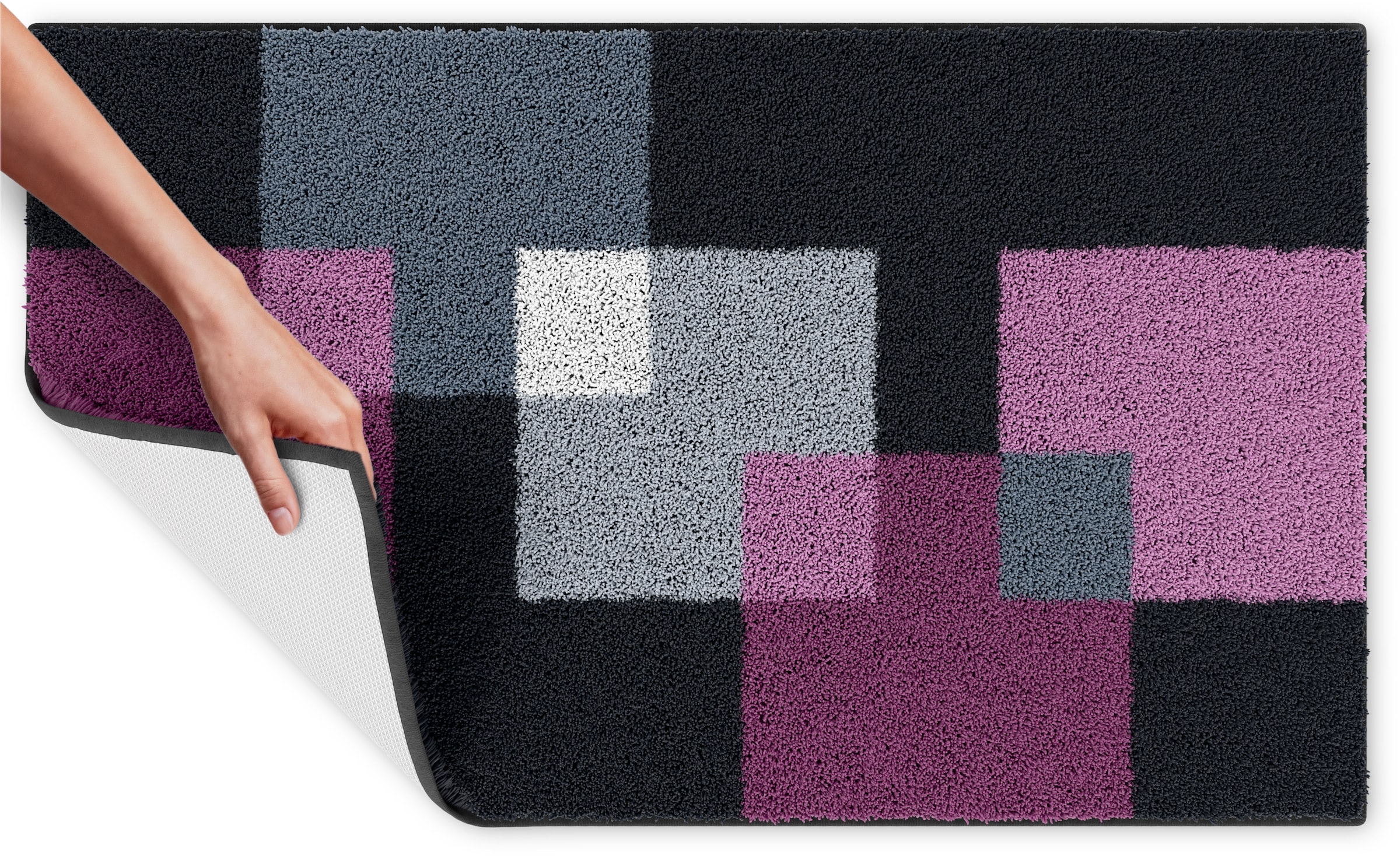Grund Badematte »Paxos« Höhe 20 mm rutschhemmend beschichtet fußbodenheizungsgeeignet | strapazierfähig geometrisches Design, modern, flauschig, softer Flor, Made in Europe