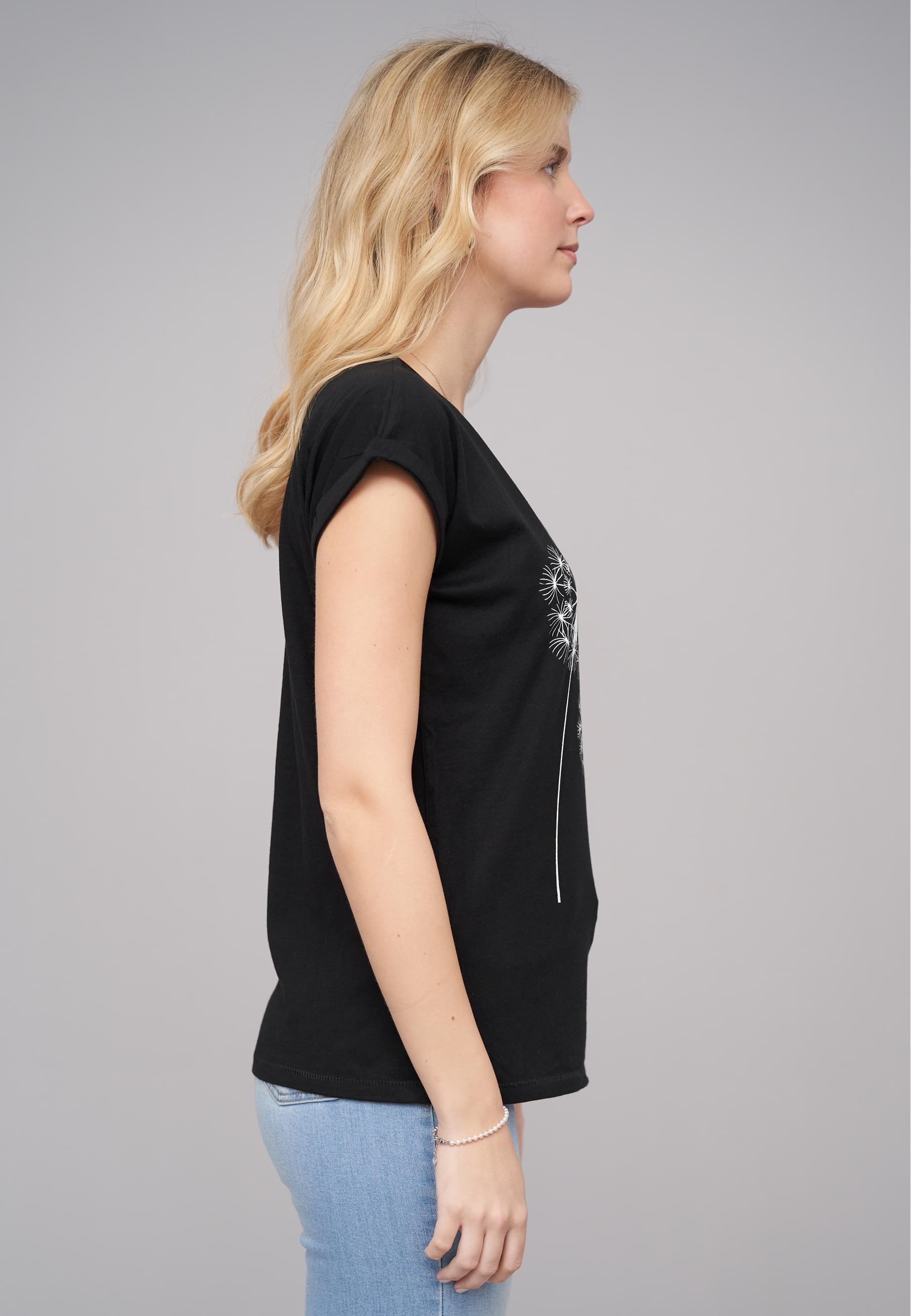 CLOUD 5IVE T-Shirt »CLOUD 5IVE Ladies 77 Pusteblume Black Tee«, (1 tlg.)