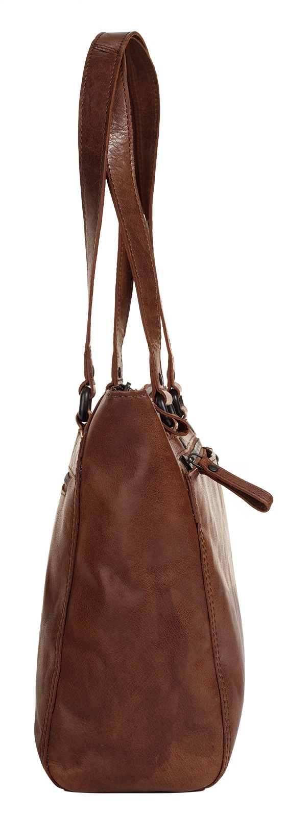 Shopper SPIKES & SPARROW, Damen, Gr. B/H/T: 30cm x 26cm x 9cm onesize, braun (cognac), Leder, leicht glänzend, unifarben, Taschen Shopper, echt Leder 3