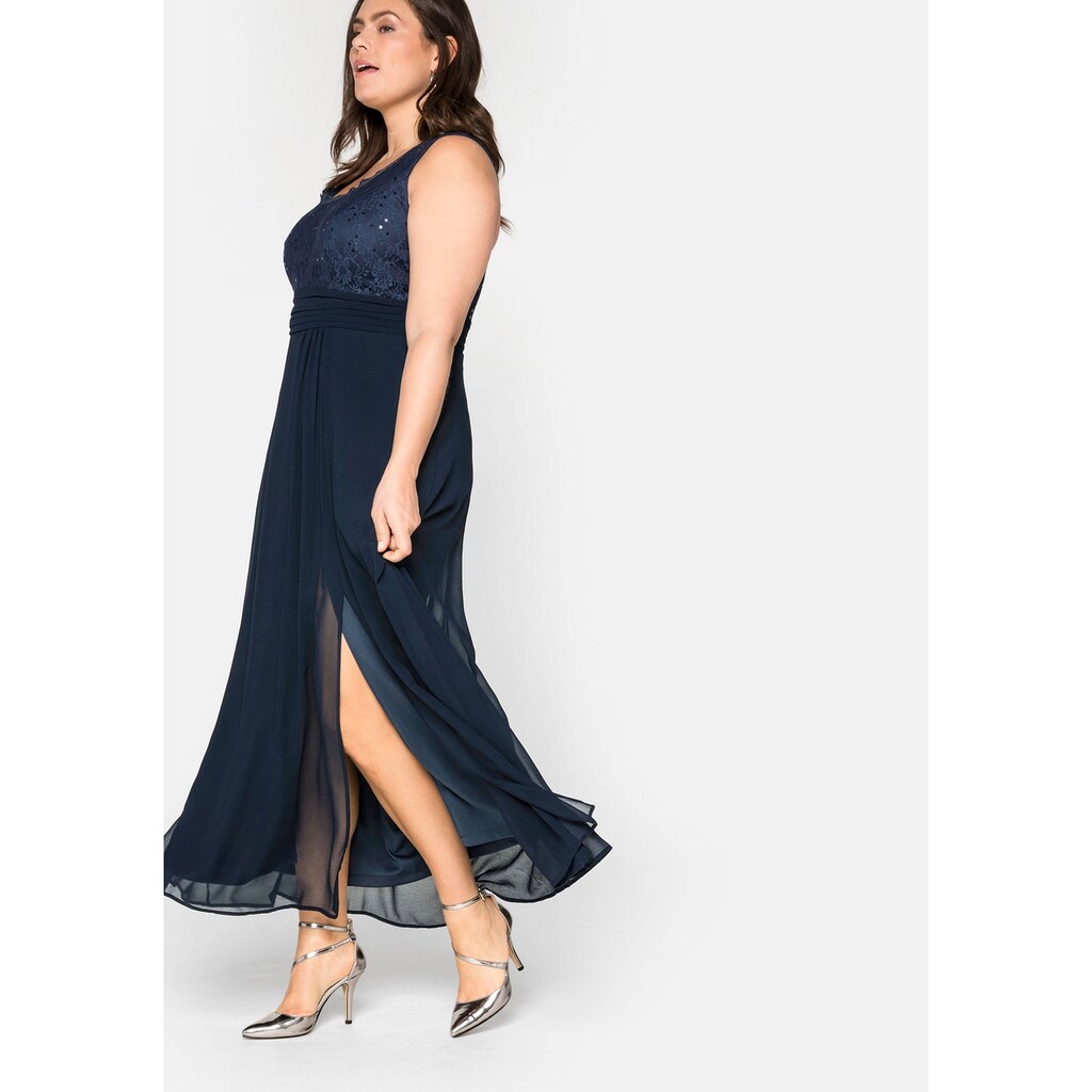 Damenmode Abendmode Sheego Abendkleid »Kleid«, mit floraler Spitze blau