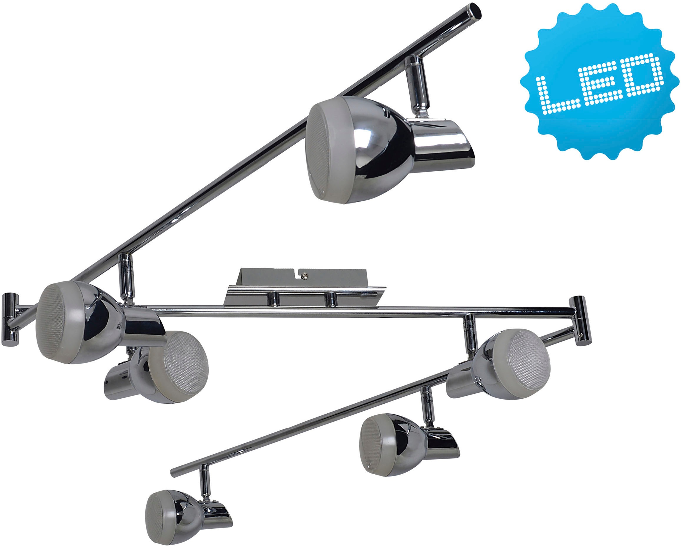 NÄVE LED Deckenleuchte "Chromey", 6, H: 13cm, 1 Stk., grau, Wohnzimmer, Leuchten, 3 bewegliche Gelenkarme mit je 2 Spots, chromfarben, Licht warmweiß