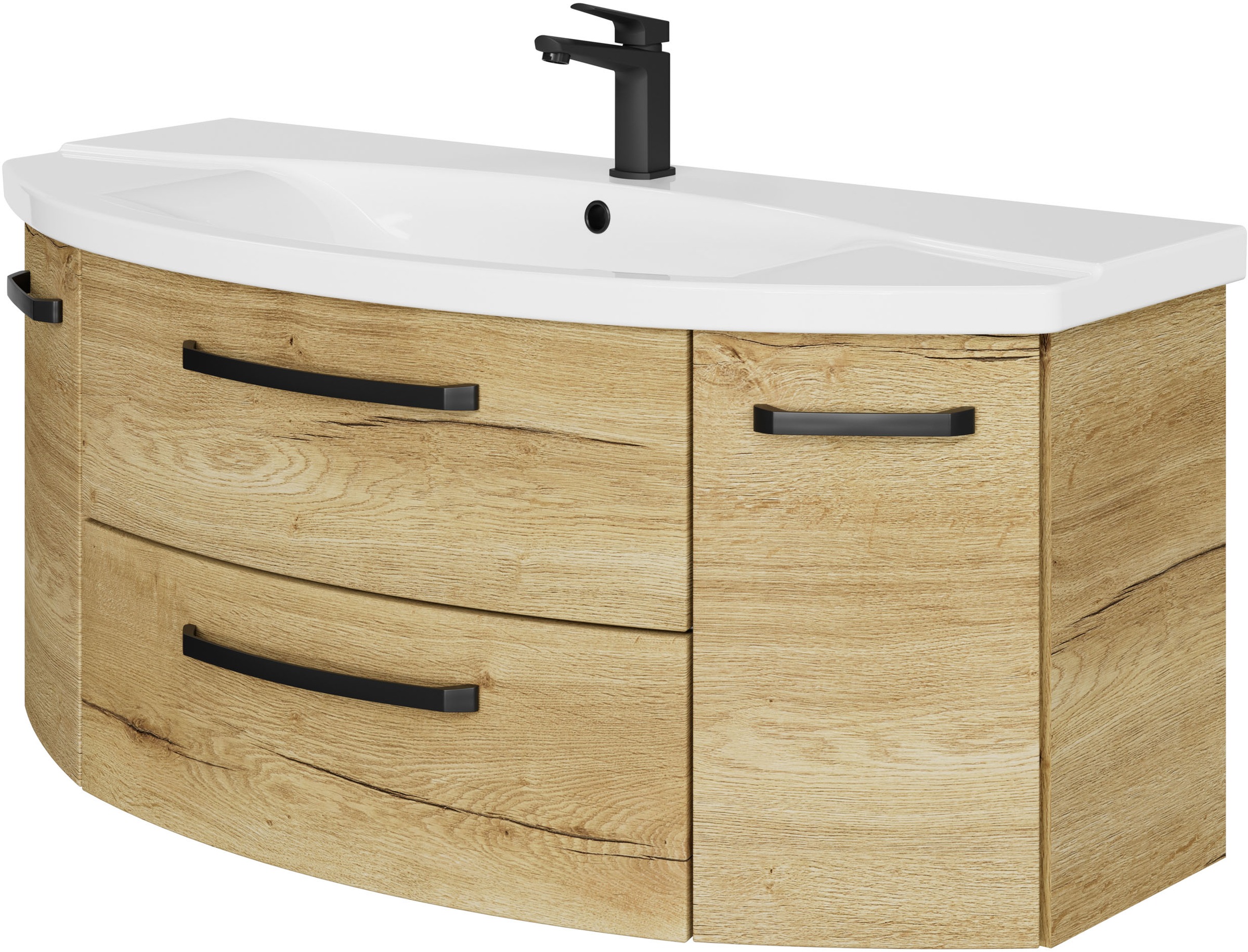 Saphir Badmöbel-Set »Serie 4010 5-teilig Keramik-Waschtisch mit LED-Spiegelschrank«, (Set), Bad Set mit Unterschrank, Hängeschrank, Midischrank, inkl. Türdämpfer