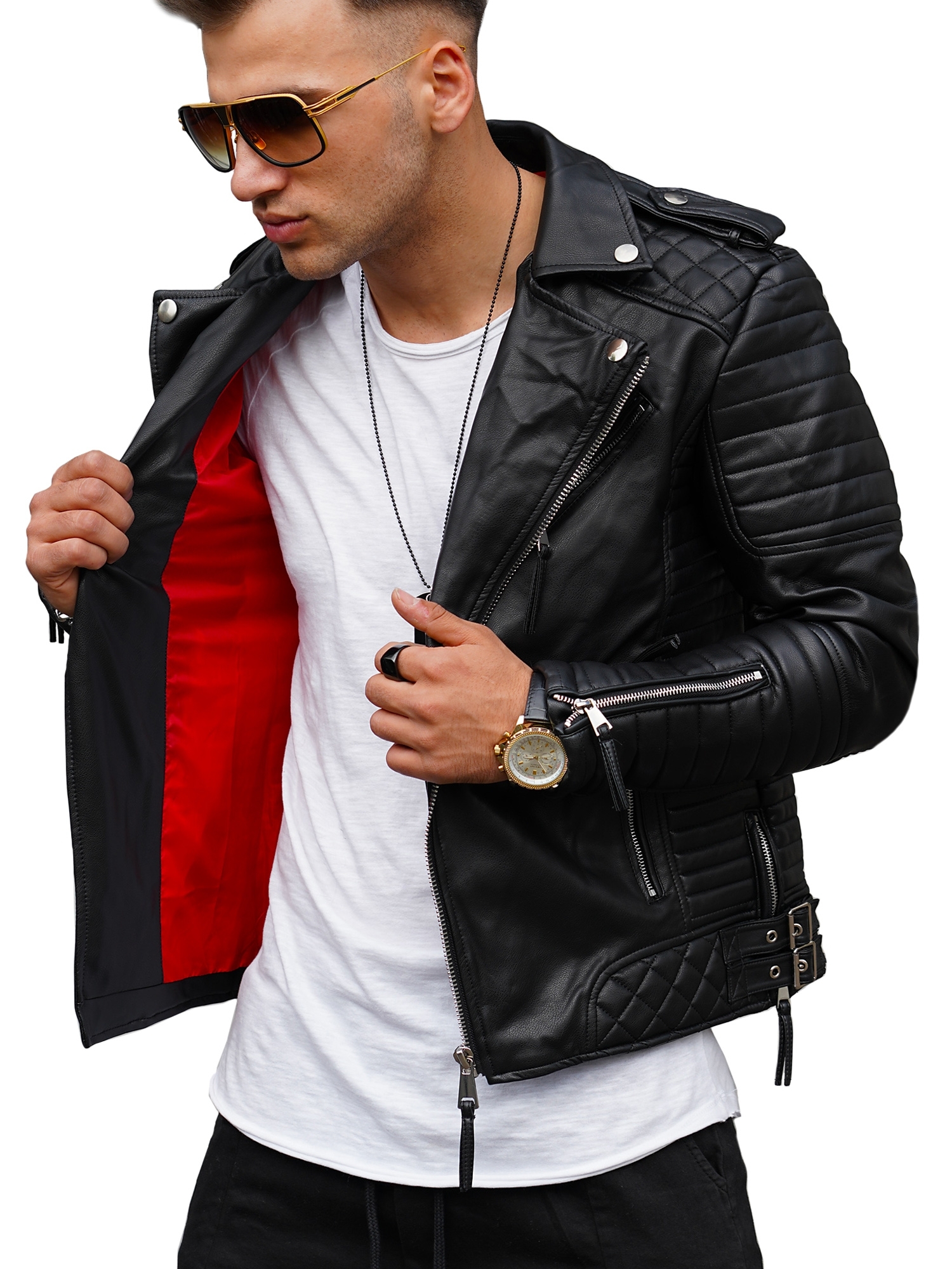 Lederimitatjacke »FADELY«, im Biker-Stil