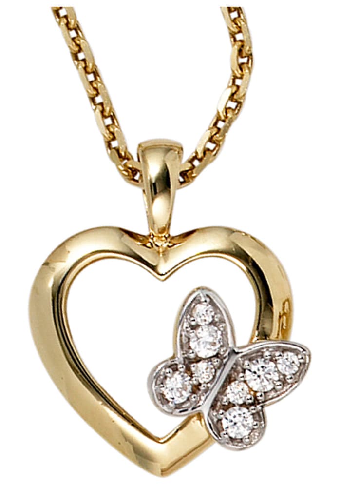 JOBO Herzanhänger »Anhänger Schmetterling«  333 Gold mit Zirkonia