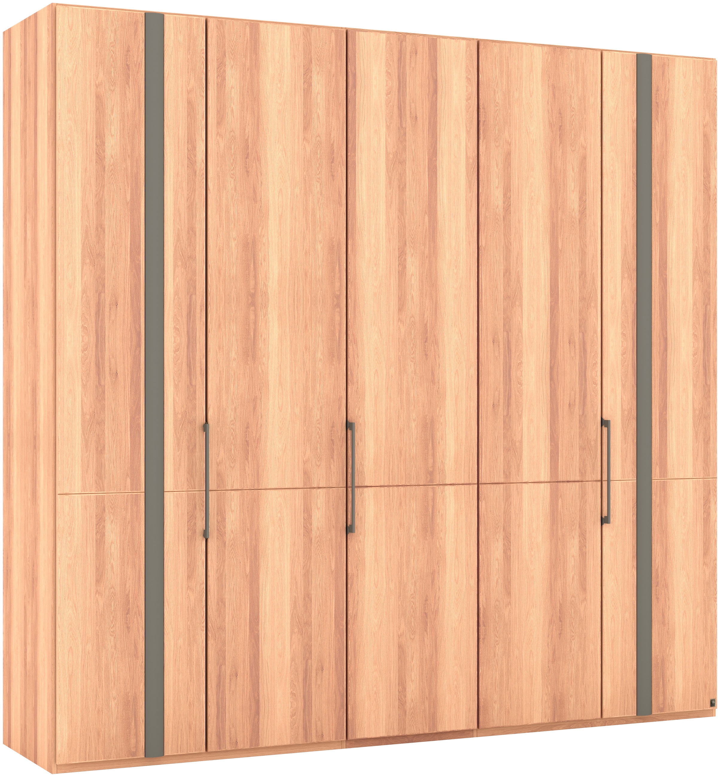 Musterring Drehtürenschrank »Sorrent, Kleiderschrank, teilmassiv Eiche«, (mit Türdämpfern, in 5 Breiten & 2 Höhen, extra Böden, MADE IN GERMANY), Türen in Eiche massiv mit Absetzung in Schiefer, verschiedene Maße