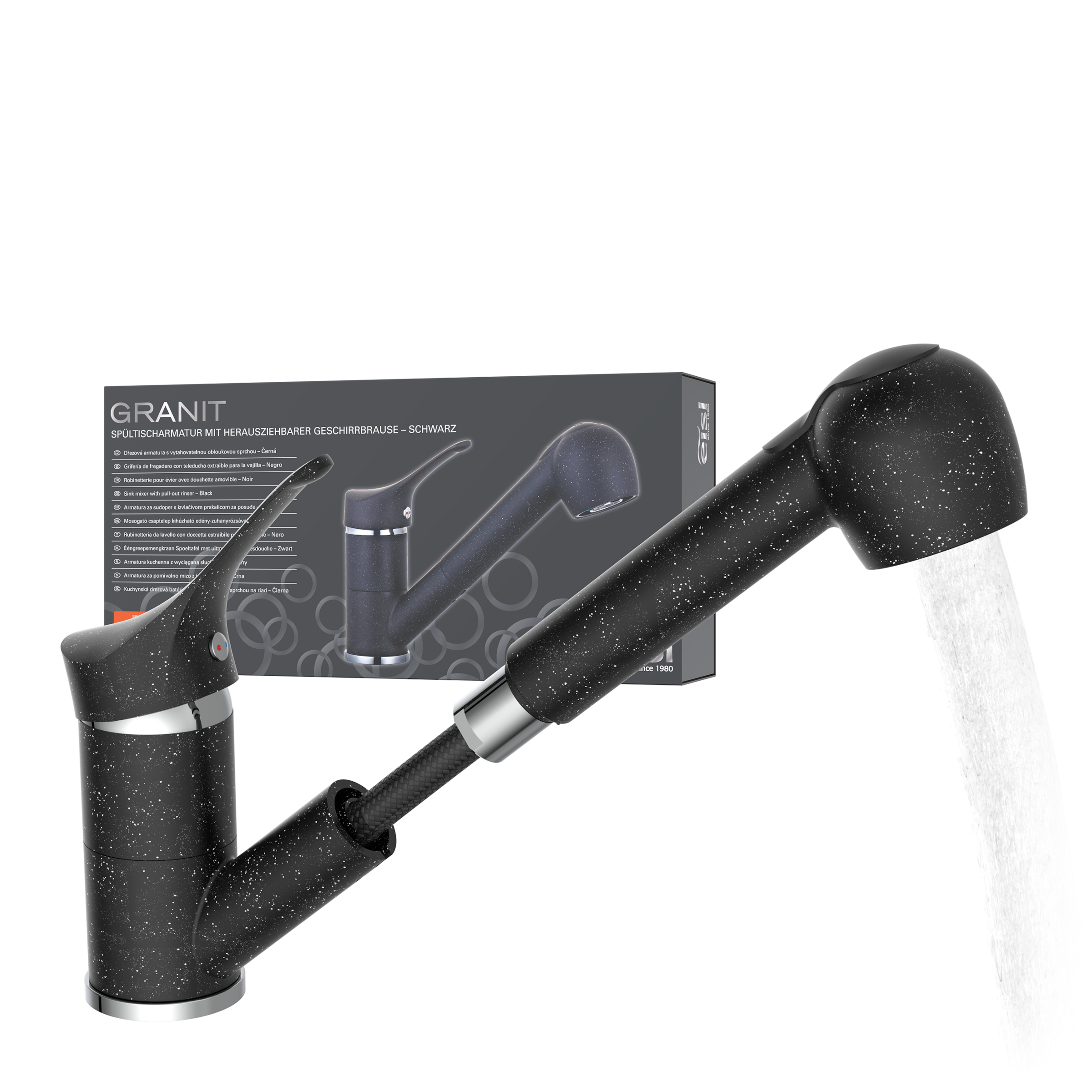 Eisl Spültischarmatur »GRANIT« herausziehb. 2-fach verstellb. Geschirrbrause, schwenkb. Auslauf 360°