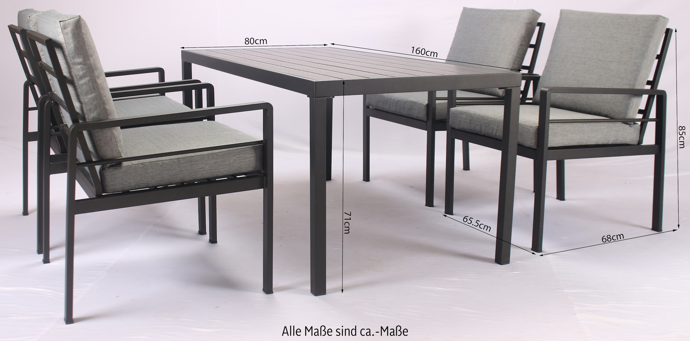 KONIFERA Garten-Essgruppe »»New Jersey««, (Set, 13 tlg., 4 Sessel, Tisch 80x160x71 cm, inkl. Auflagen), Aluminium