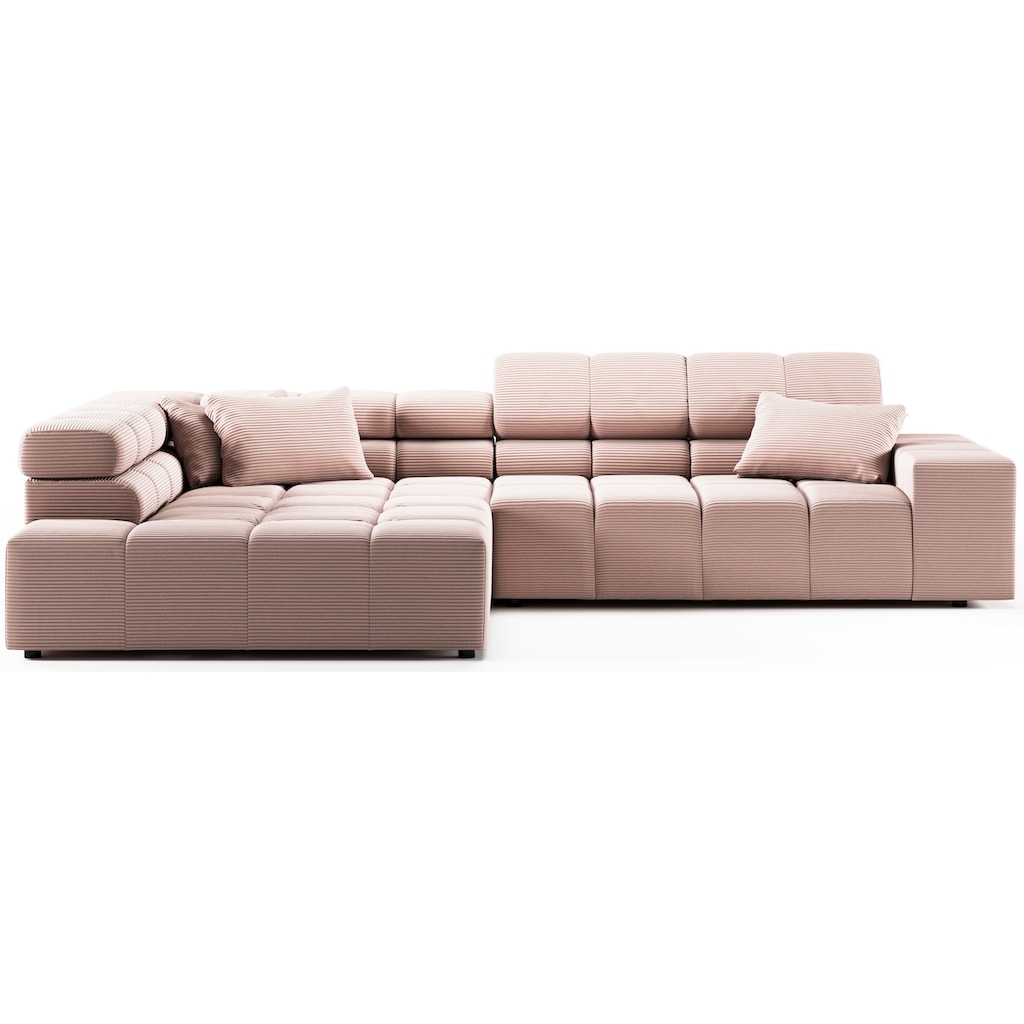 INOSIGN Ecksofa »Ancona incl. Kopfteilverstellung, Zierkissen Breite 319cm, L-Form«