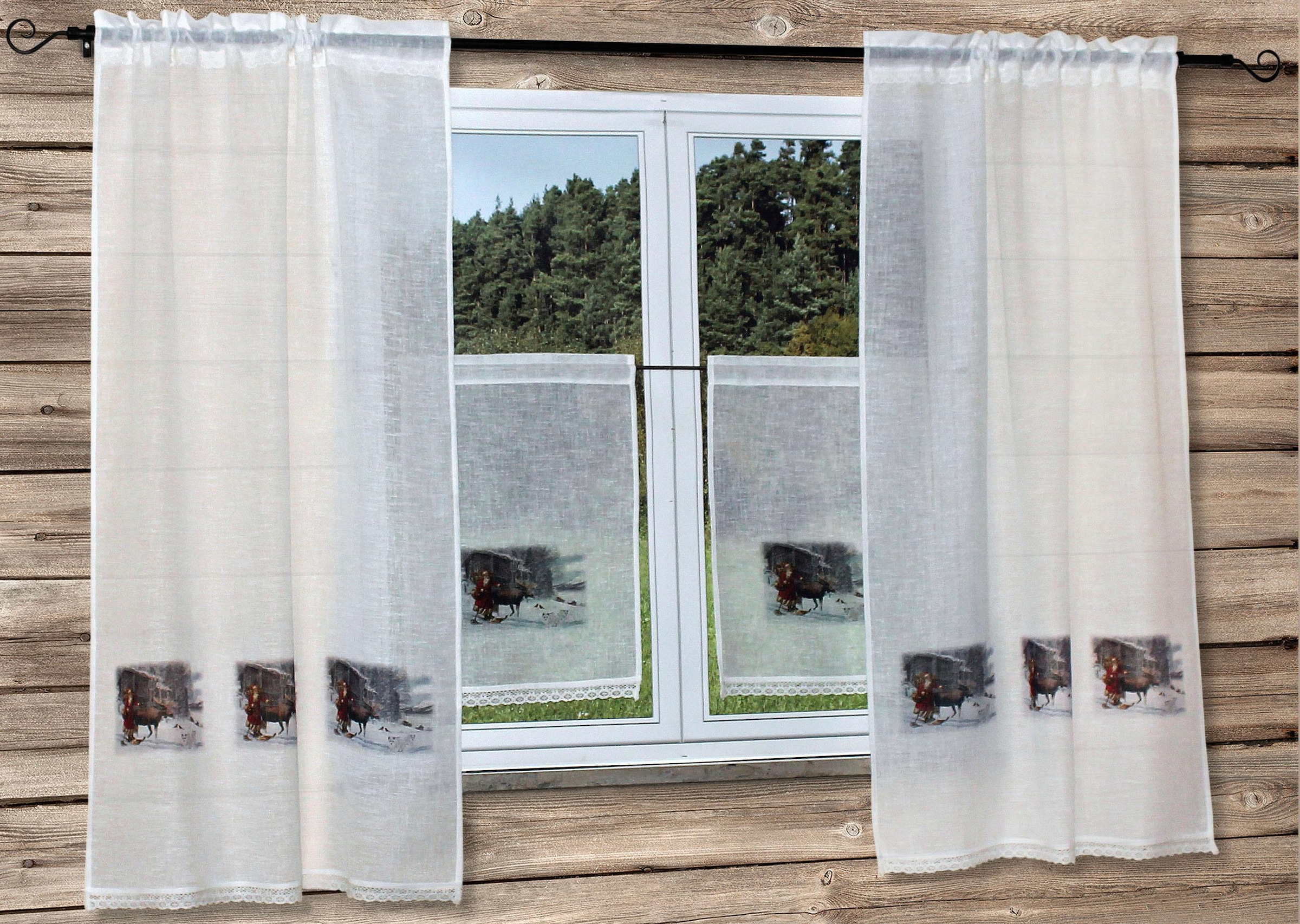 HOSSNER - ART OF HOME DECO Gardine "Weihnachtsmann" Stangendurchzug 1 Stk. günstig online kaufen