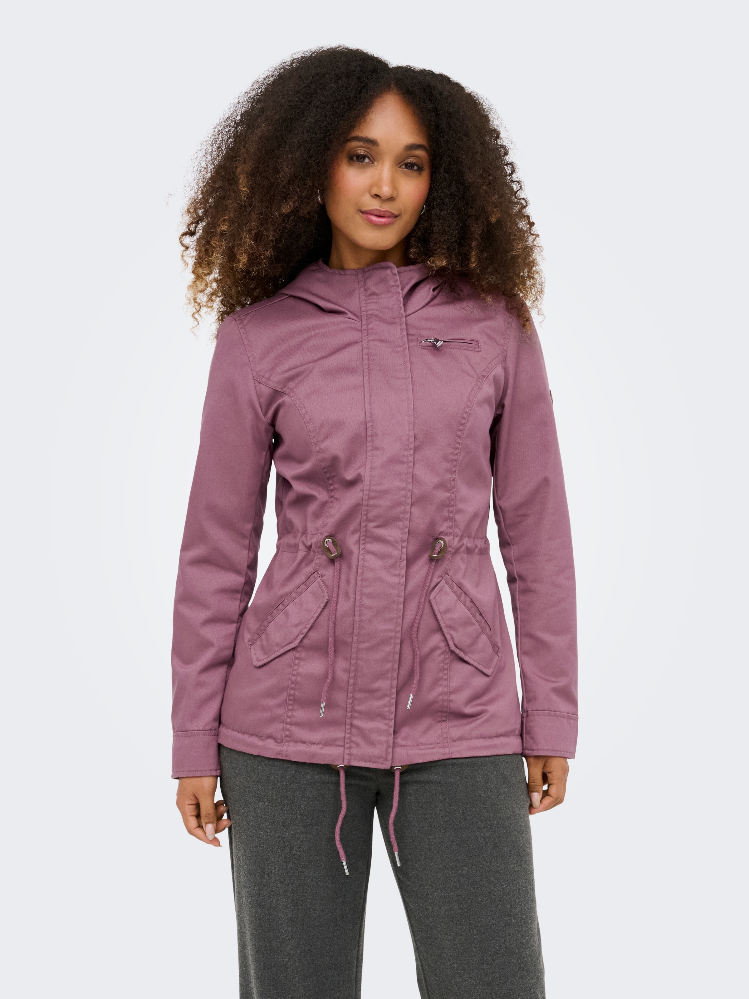 ONLY Parka »ONLLORCA LIFE CANVAS PARKA CC OTW« mit Kapuze mit Kordelzug in der Taille