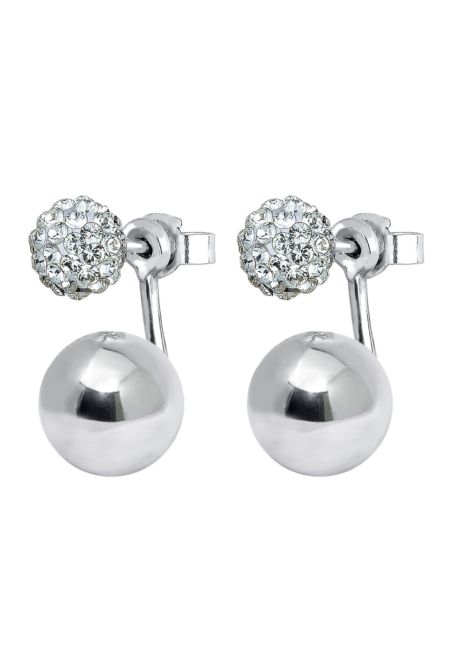 Elli Front-Back Geo Trend Crystal Earrings White Silver 925 2