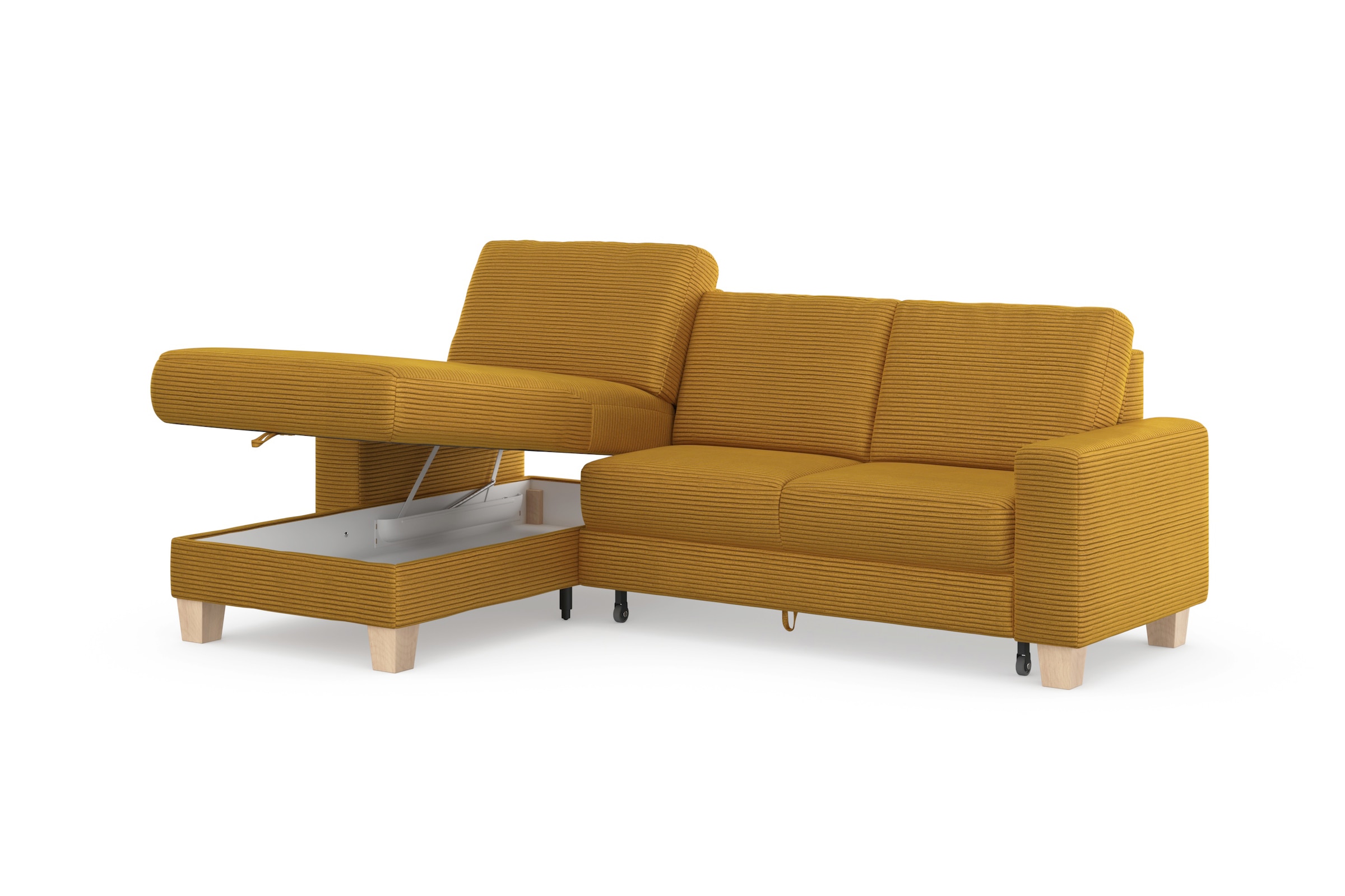 Home affaire Ecksofa »Summer L-Form«, mit Recamiere, mit oder ohne Bettfunktion und Bettkasten, Cord-Bezug