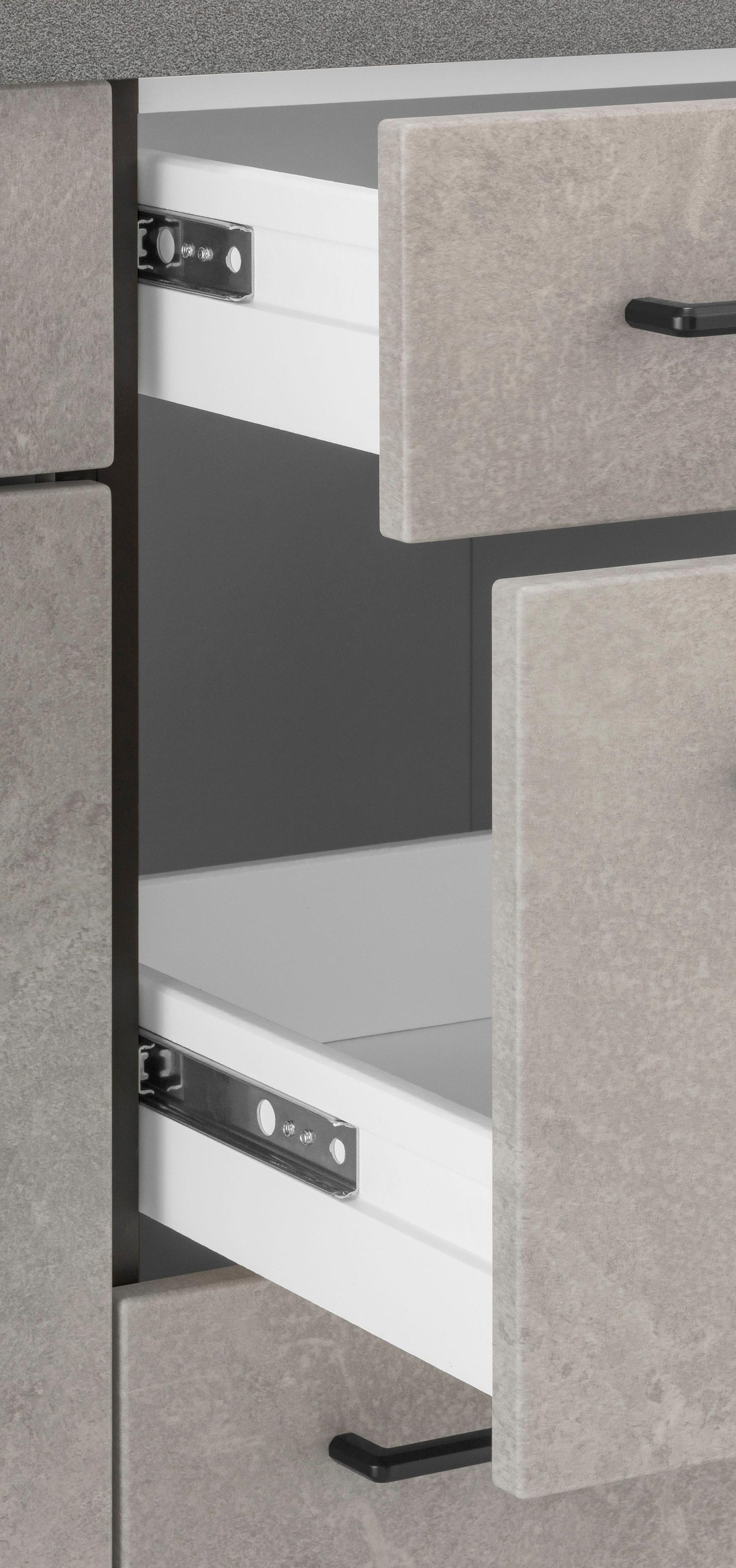 KOCHSTATION Küchenzeile »KS-Tulsa«, mit E-Geräten, Breite 320 cm, schwarze Metallgriffe, MDF Fronten