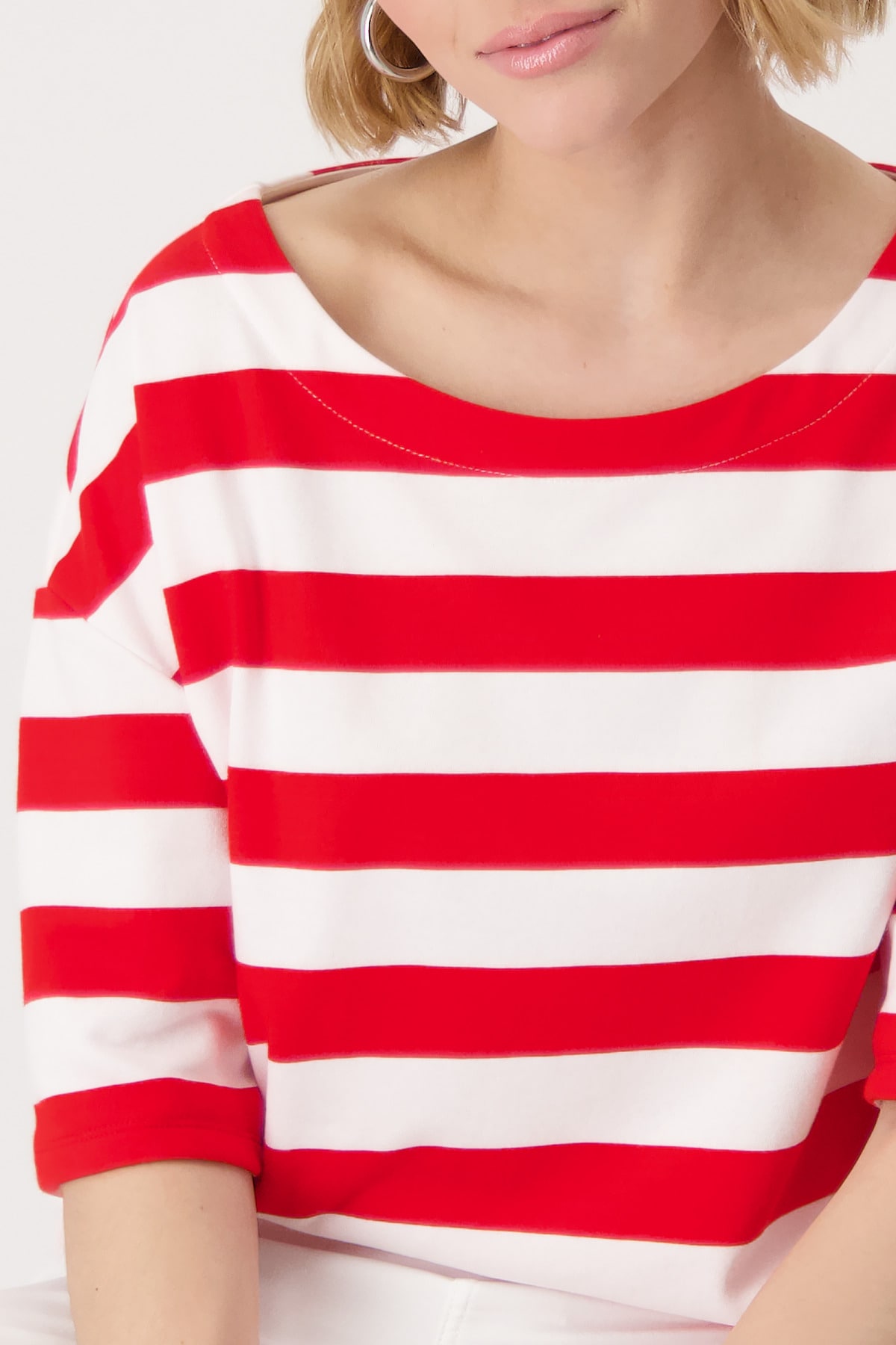 Monari Sweatshirt »Sweatshirt Ringel«, Mit tiefem Rundhalsausschnitt