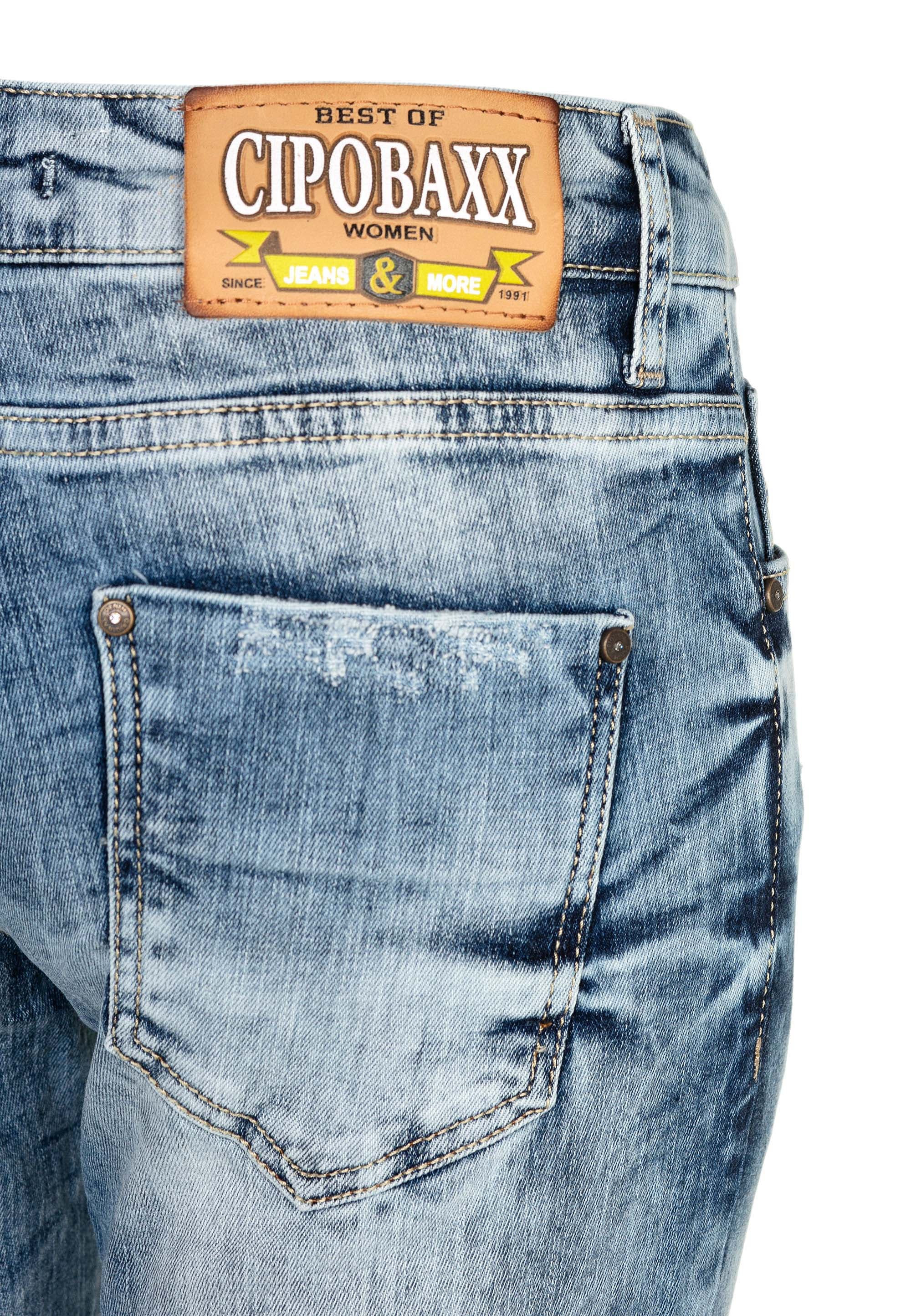 Cipo & Baxx Röhrenjeans, mit frechen Abriebstellen und Cut-Outs in Skinny Fit