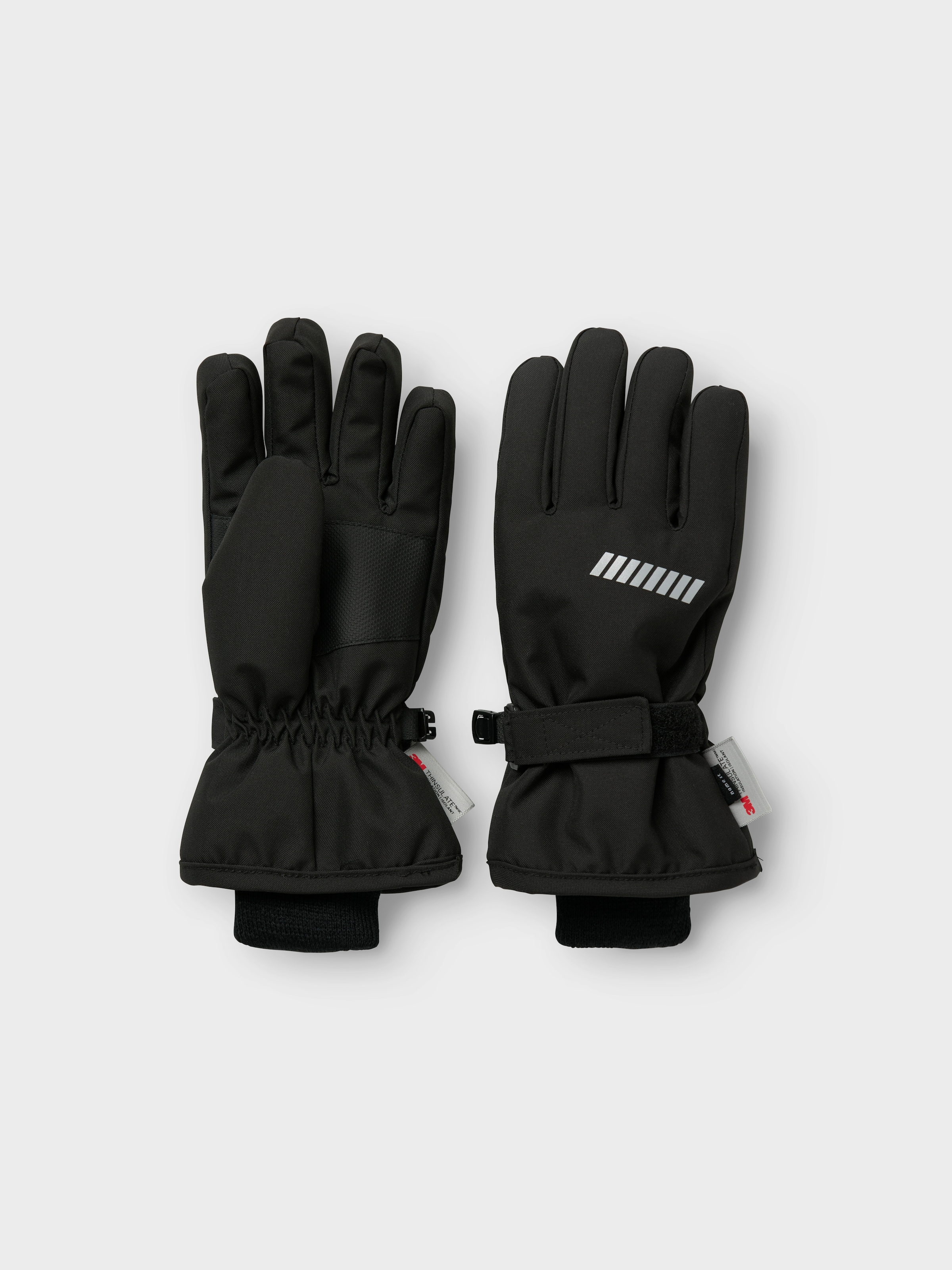 NAME IT Kinder Skihandschuhe "NKNSNOW10 GLOVES 3FO NOOS", schwarz, Gr. 6, unifarben, Strick, Kunstfaser, Handschuhe